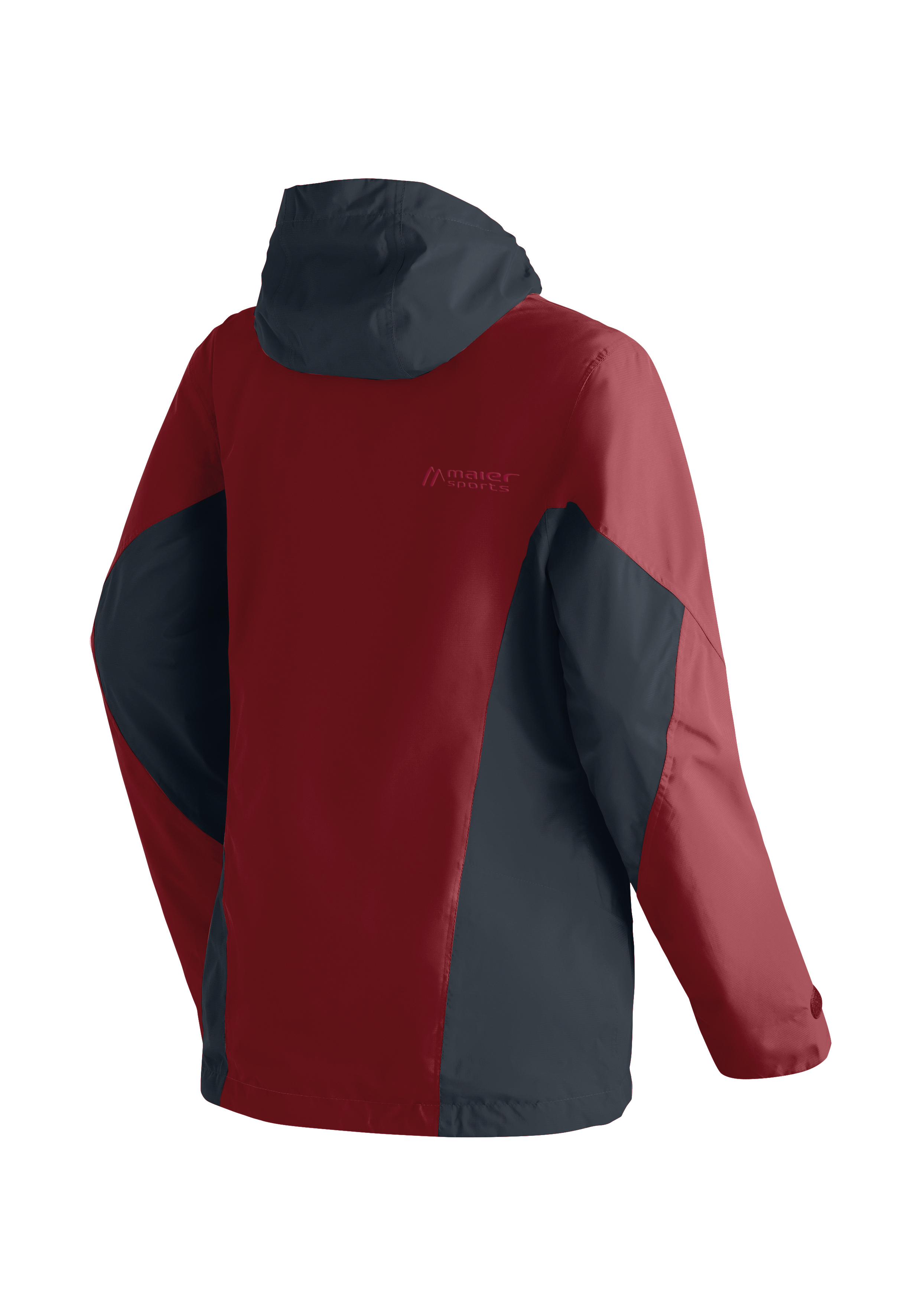 Hoodie, Jacket, Color-block, Red, Navy-gray