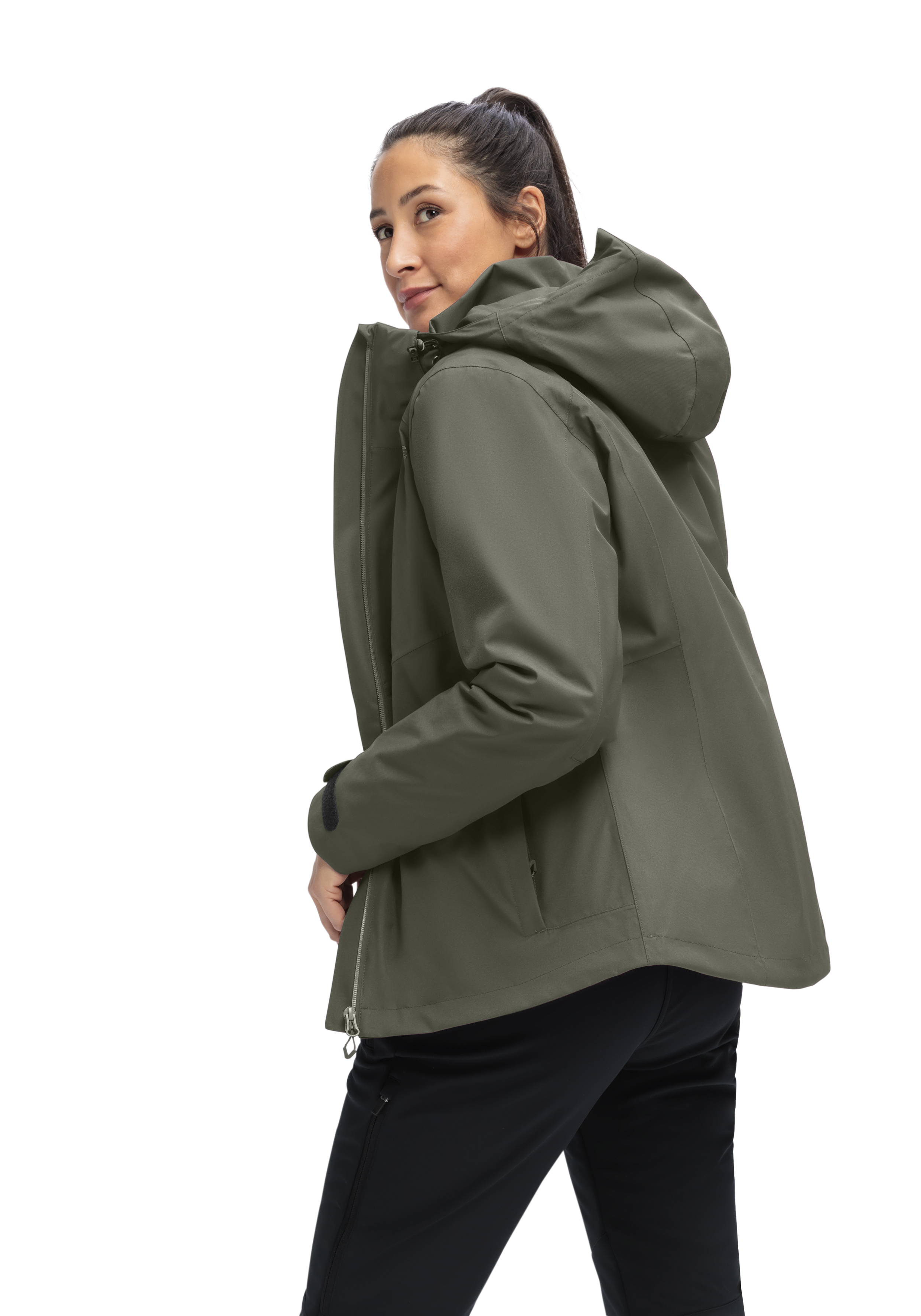 jacke, anorak, hooded, military green, fleece-lined pockets