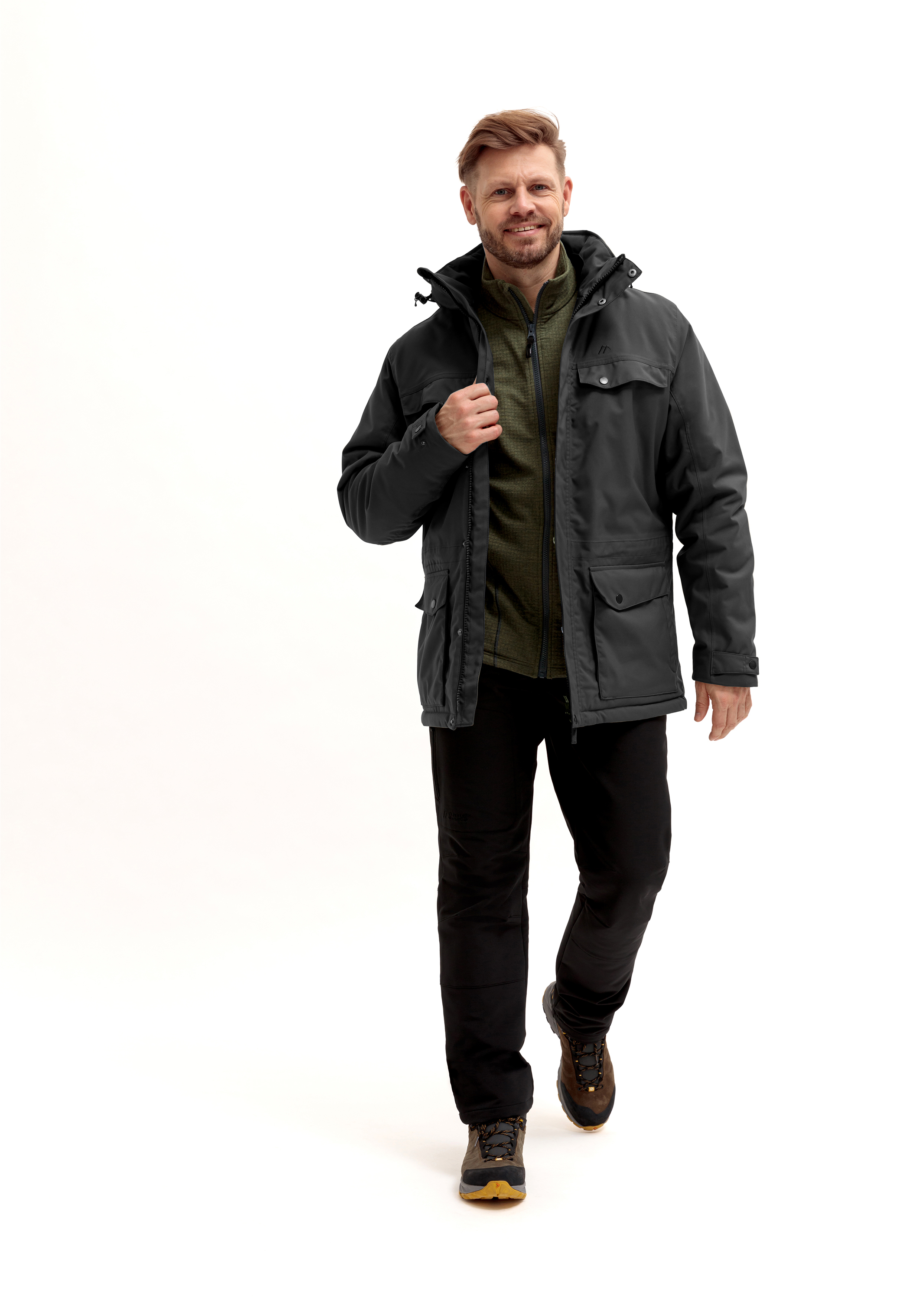 Knuth Mantel, Jacke, Erwachsener, Mann, Person, jacke, softshell, hoodie, dunkelgrau, outdoor
