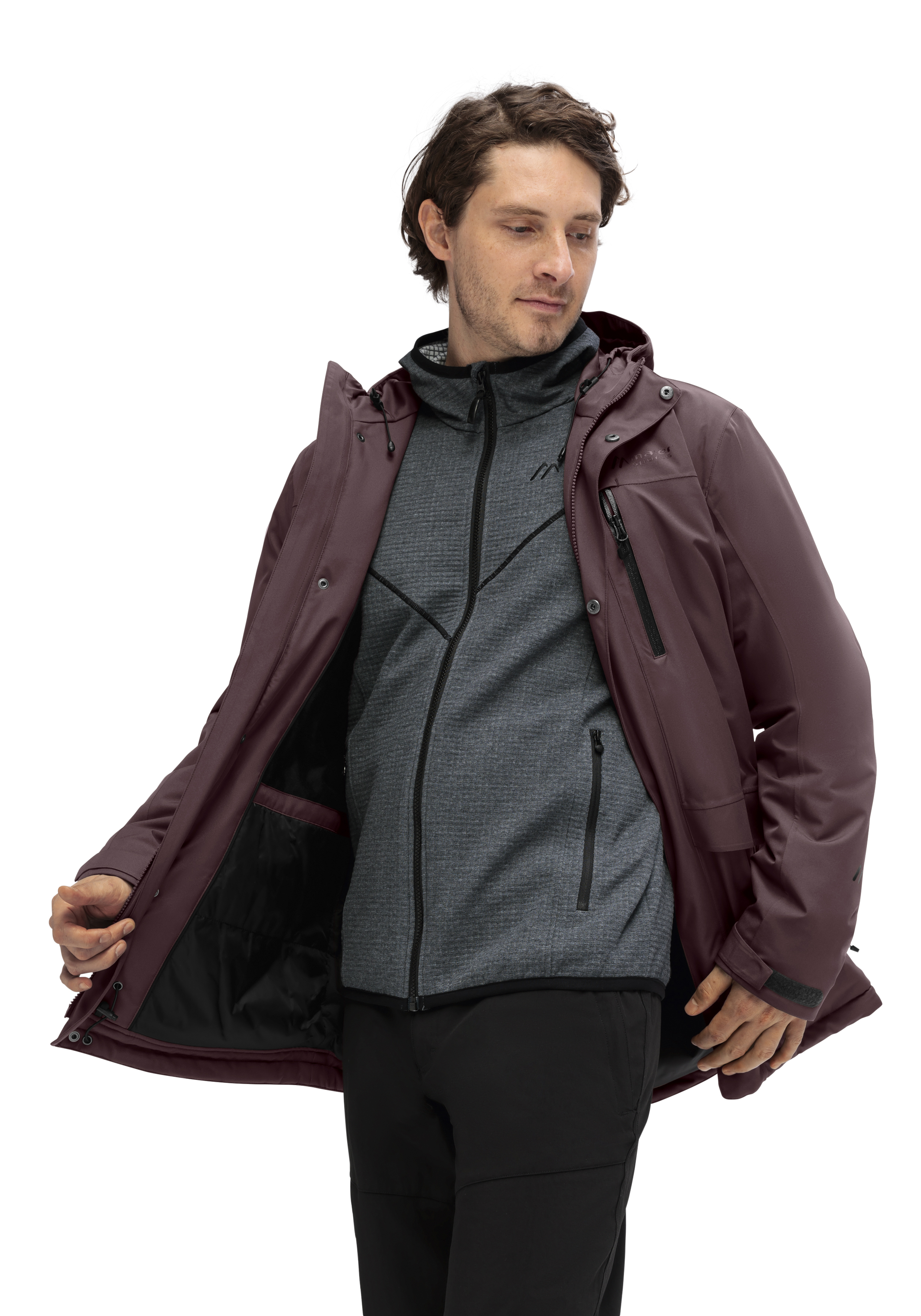 Hardshell-Jacke, Fleece-Schicht, Reißverschluss-Taschen, Outdoorjacke, Mantelstoff