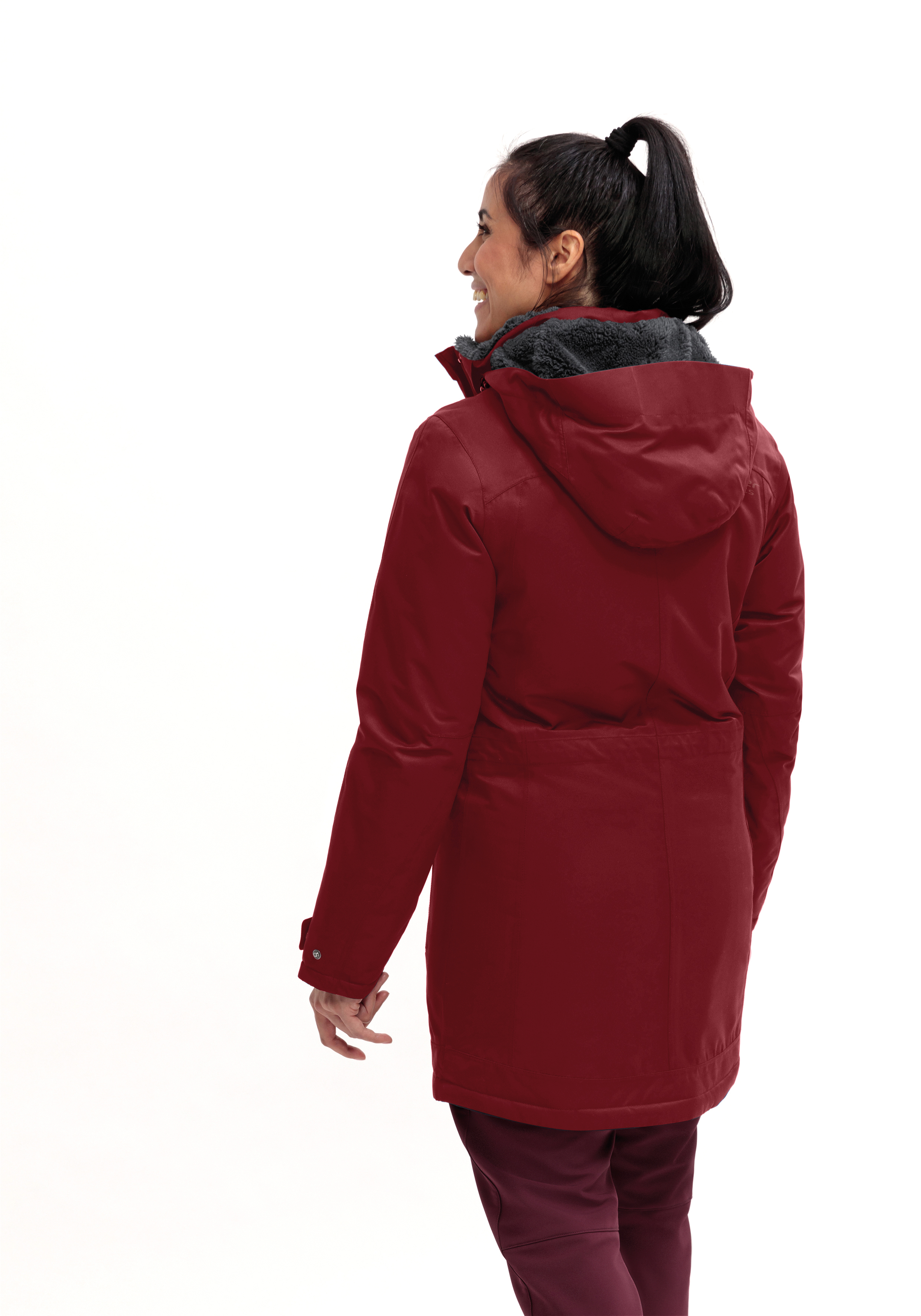 Lisa 2.1 Mantel, Jacke, Langarm, Kapuze, Kapuzenpulli, Mantel, Jacke, Langarm, Kapuze, Person, Wintermantel, Daunenjacke, Kapuze, rote Farbe, Mantel