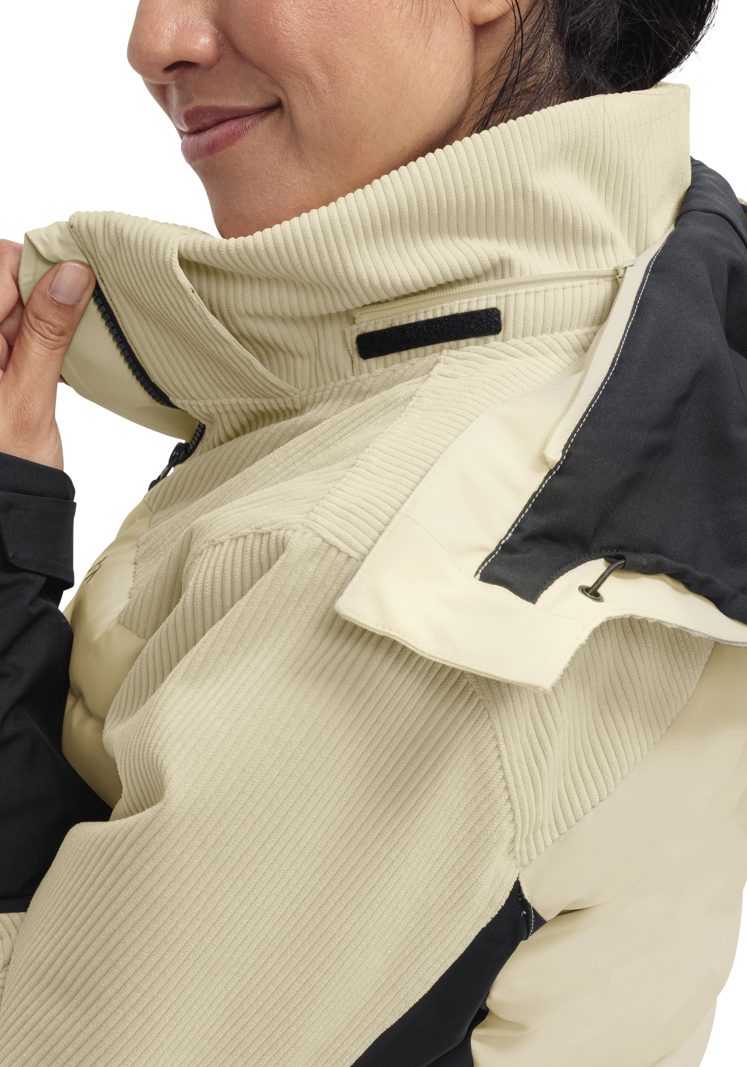 Whiteglam W Mantel, Jacke, Erwachsener, Person, Frau, Mantel, Jacke, Erwachsener, Person, Frau, Beige-Jacke, Stehkragen, Kordelzug, Wolloptik, Reißverschluss
