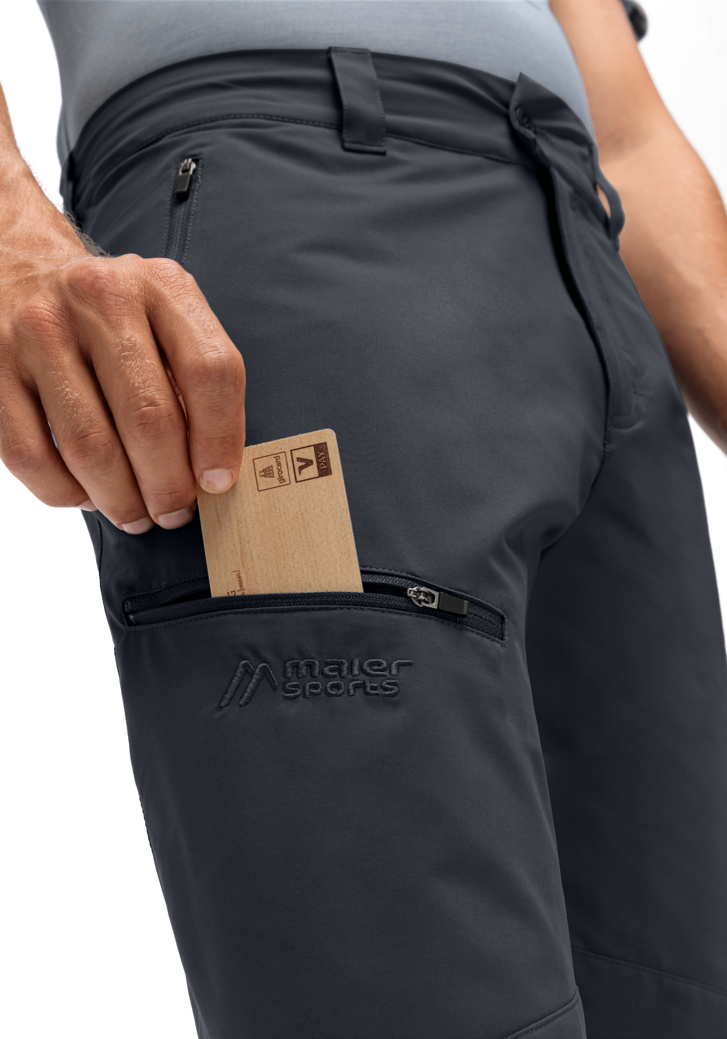 Hose, Outdoor, Taschen, Reißverschluss, Maier Sports, Hose, Outdoorhosen, Seitentasche, Reißverschlussfach, Maier Sports