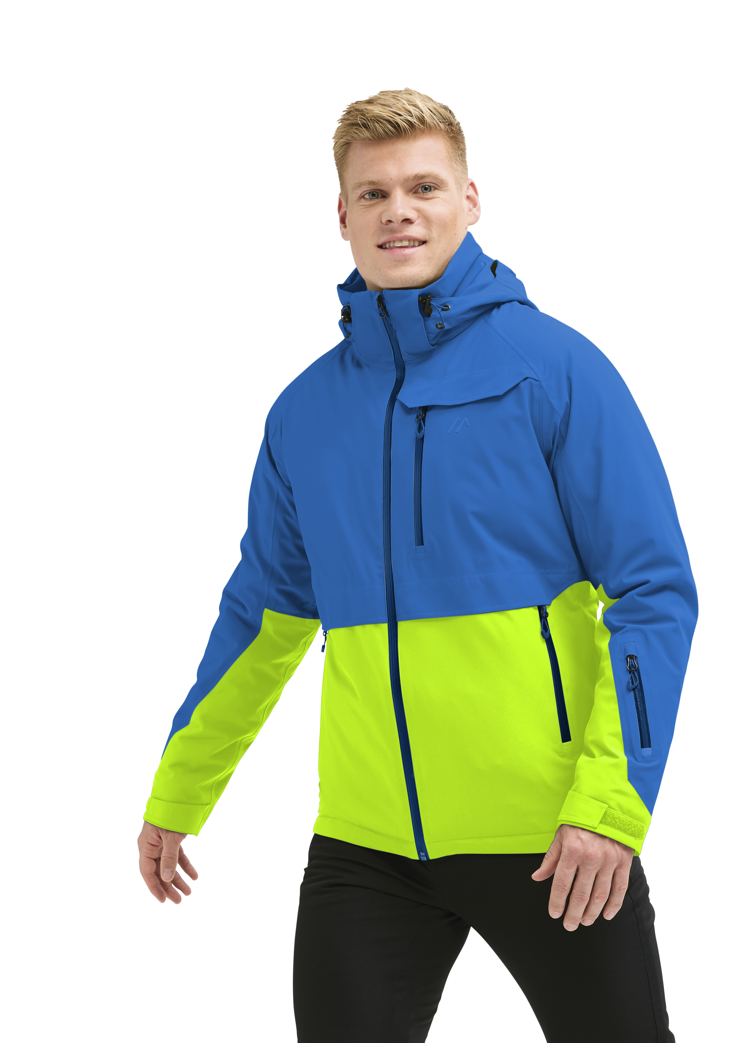 Lipno jacke, softshell, blau, neongelb, reissverschluss