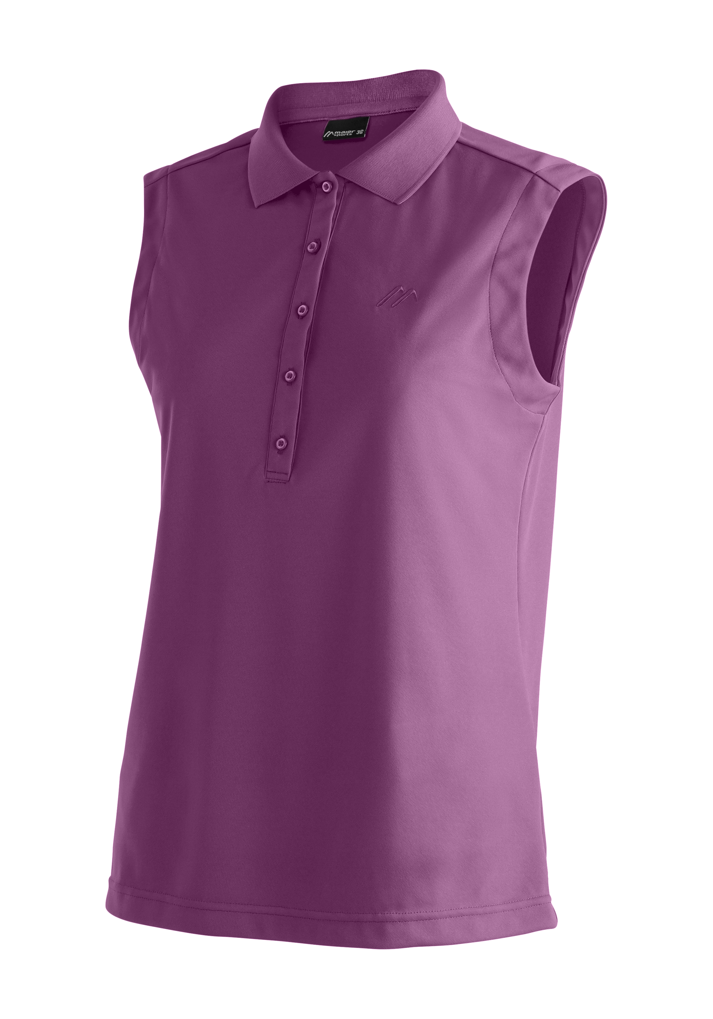 Ulrike sleeveless polo-shirt, sleeveless, purple, collared, knit