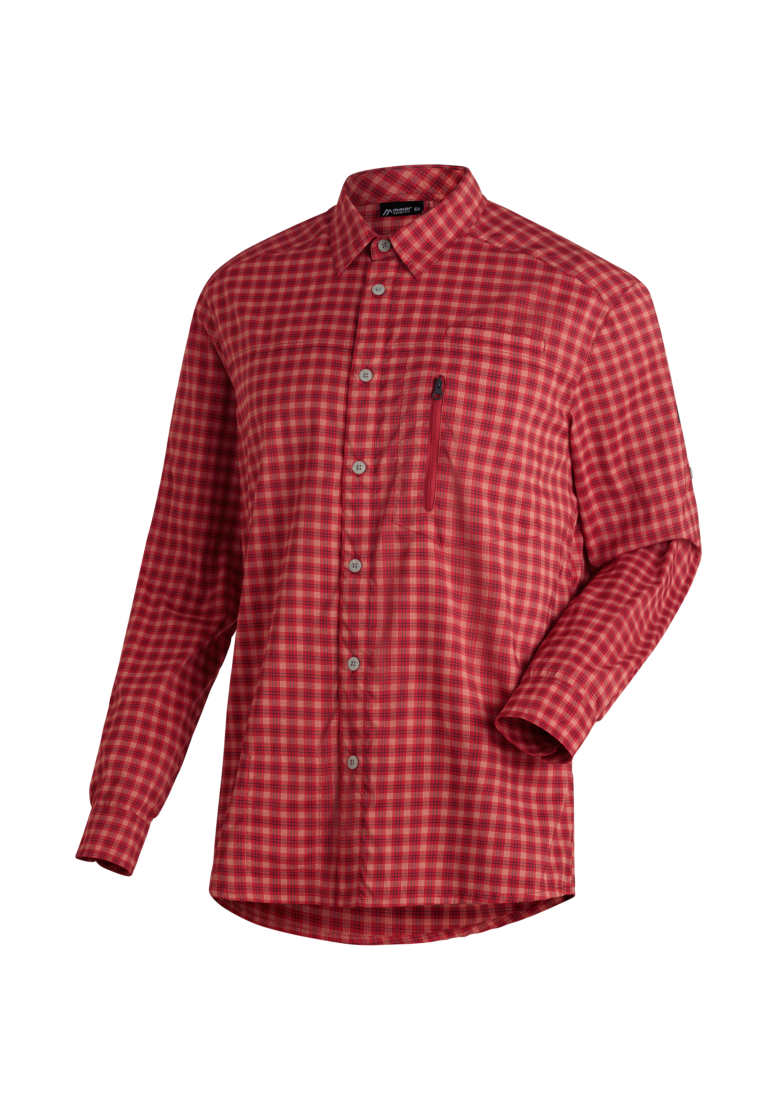 Mats L/S Hemd, Karo, Langarm, Reißverschlussfalz, Knopfleiste