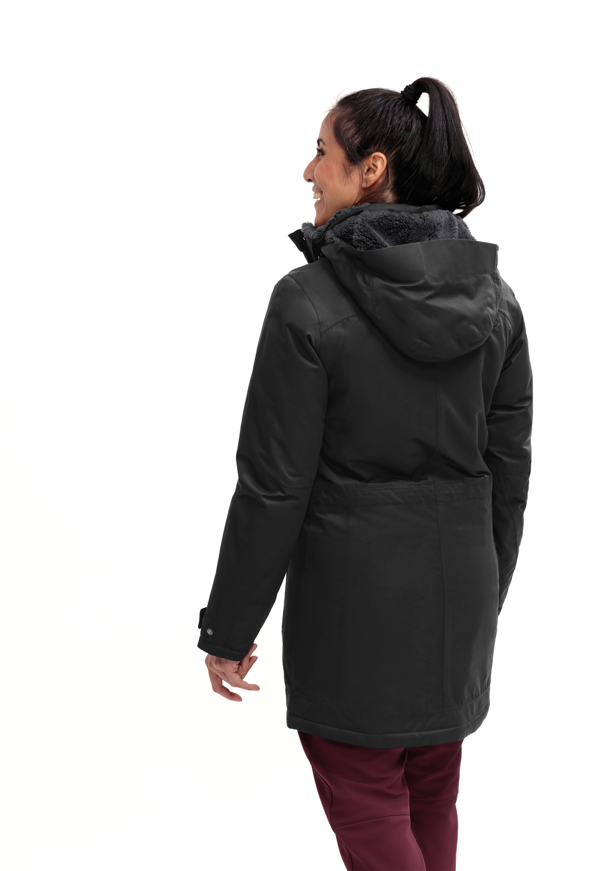 Lisa 2 Mantel, Jacke, Person, Langarm, Mantel, Jacke, Langarm, Person, Wintermantel, Daunenjacke, Kapuzenjacke, Futtermaterial-Dienst, Schwarz