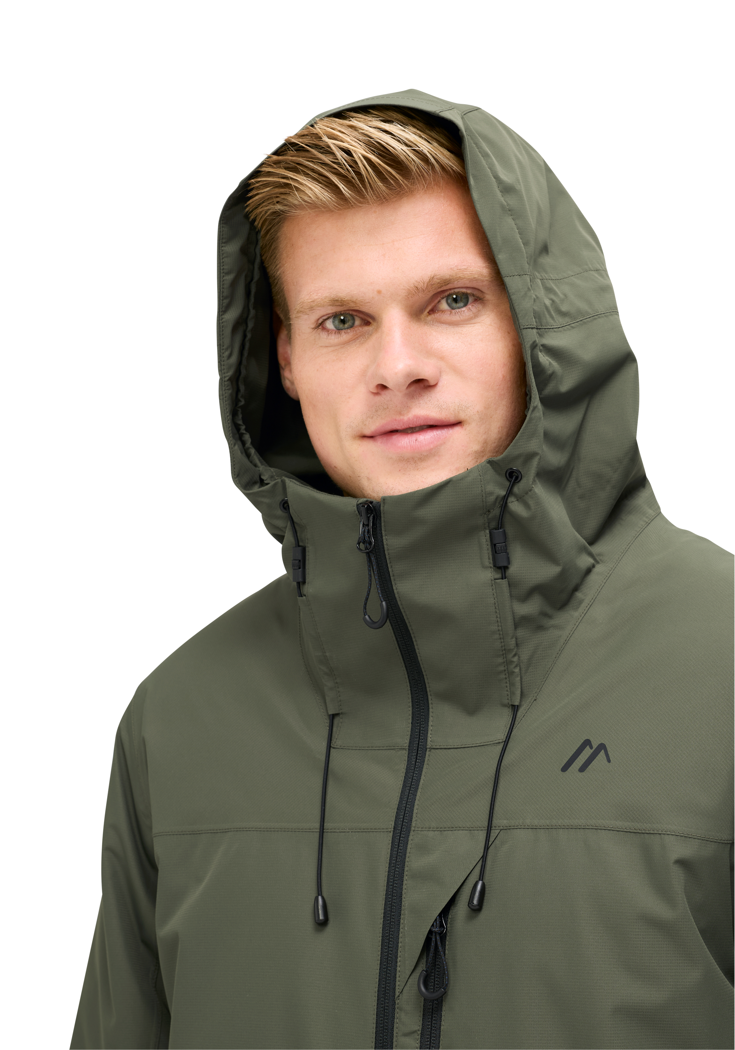 Walberla M Hooded jacket, Olivgrün, Reißverschluss, Kordelzug Kapuze, Outdoorjacke