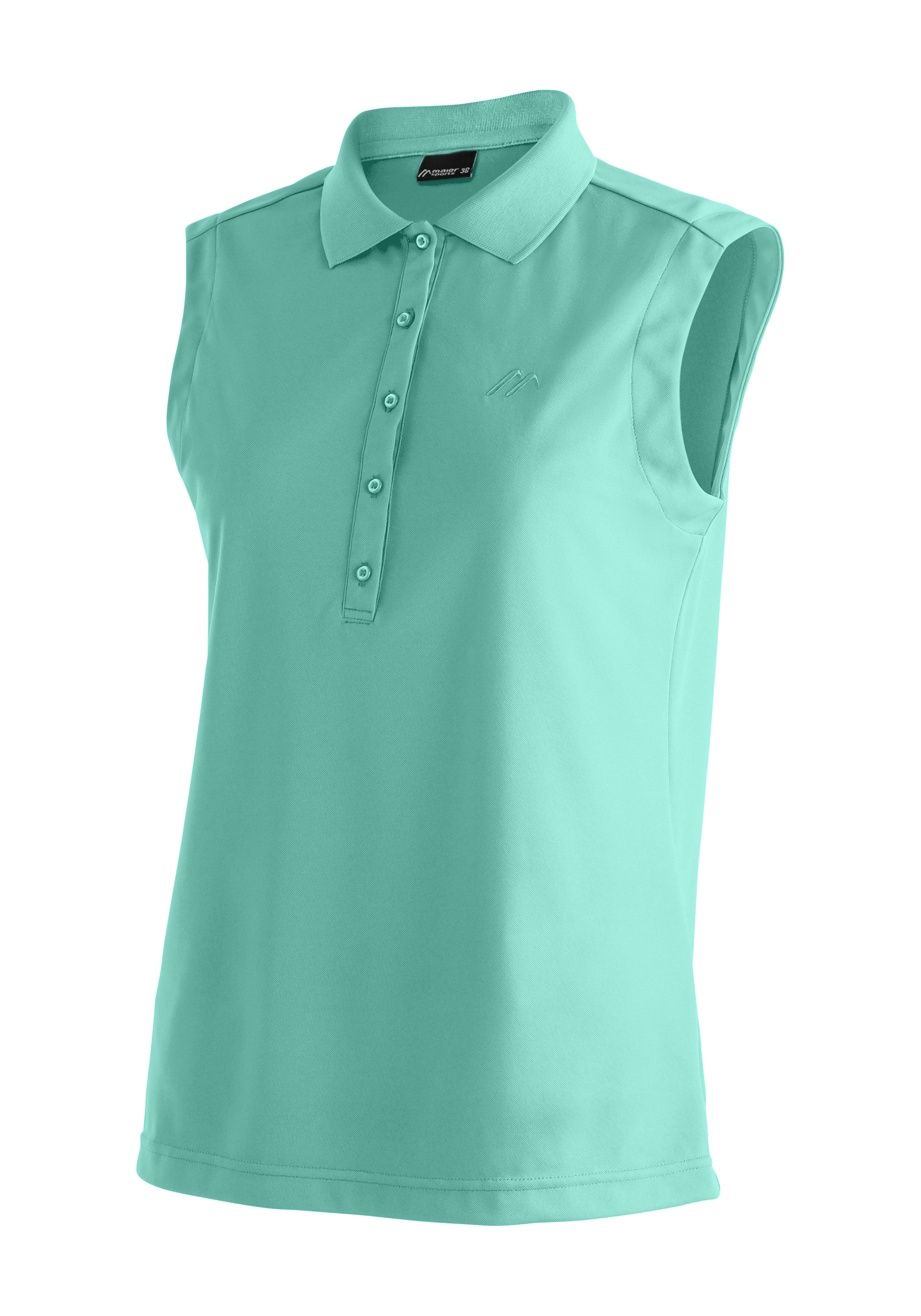 Ulrike sleeveless Polo-Hemd, Ärmellose Tunika, Kühlendes Material, Mintgrün, Knopfleiste