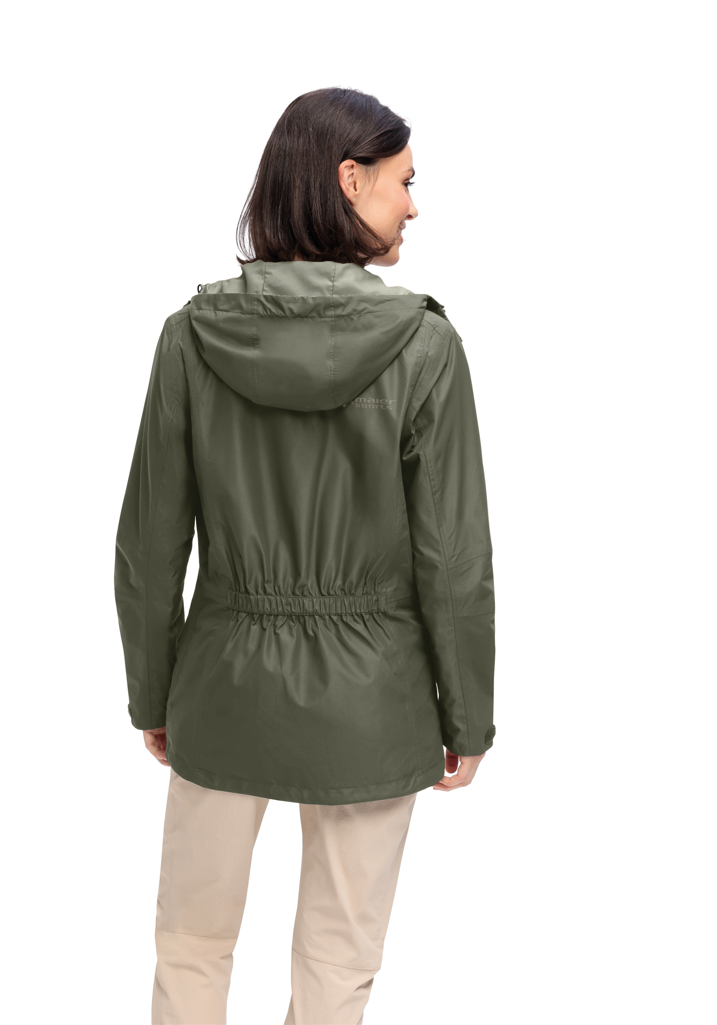 Regenjacke, Hoodie, Parkajacke, Taillierter Schnitt, Olivegrün