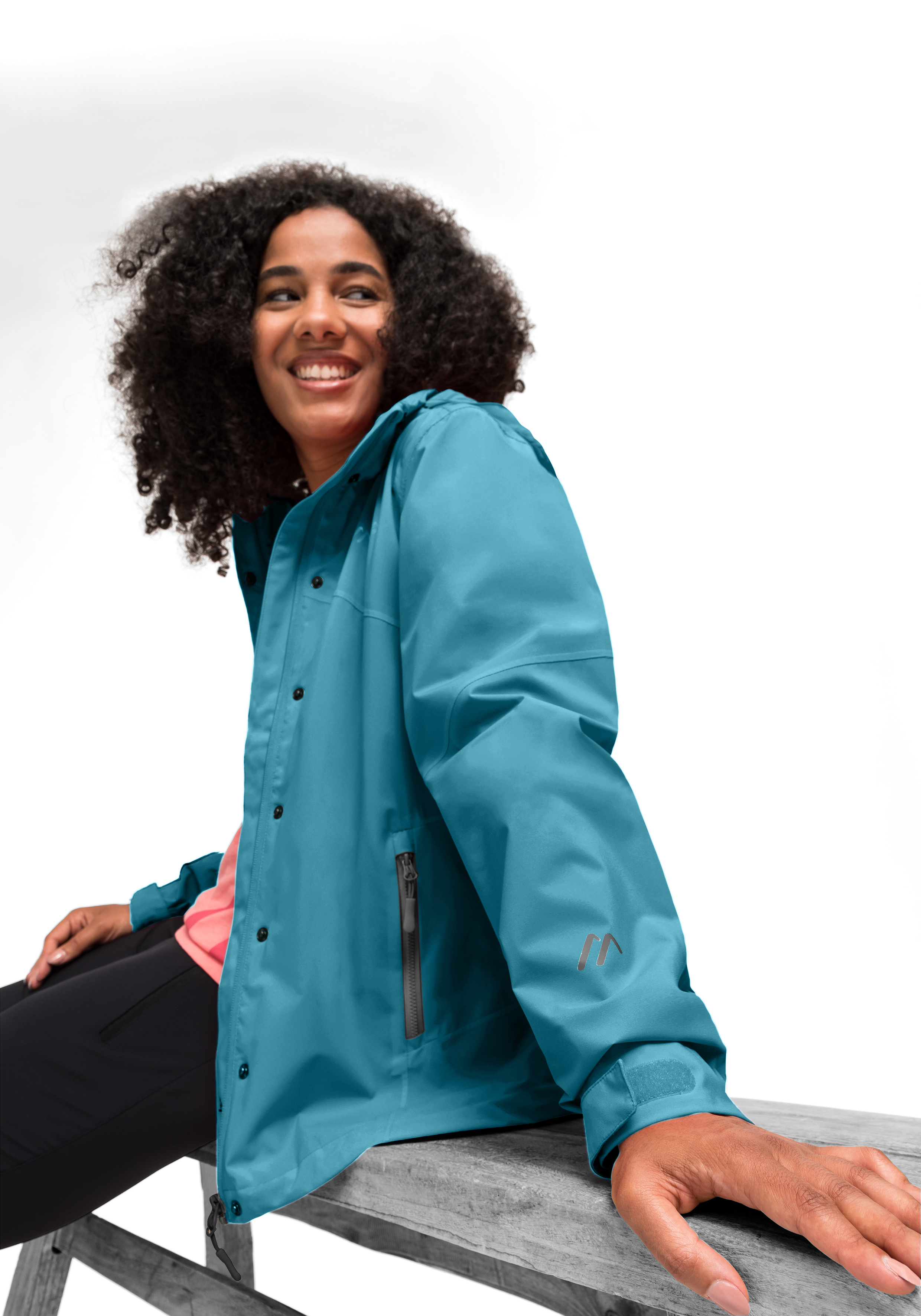 Metor rec W Mantel, Kopf, Person, Lächeln, Frau, Jacke, Windbreaker, Türkis, Reißverschluss-Tasche, Langarm