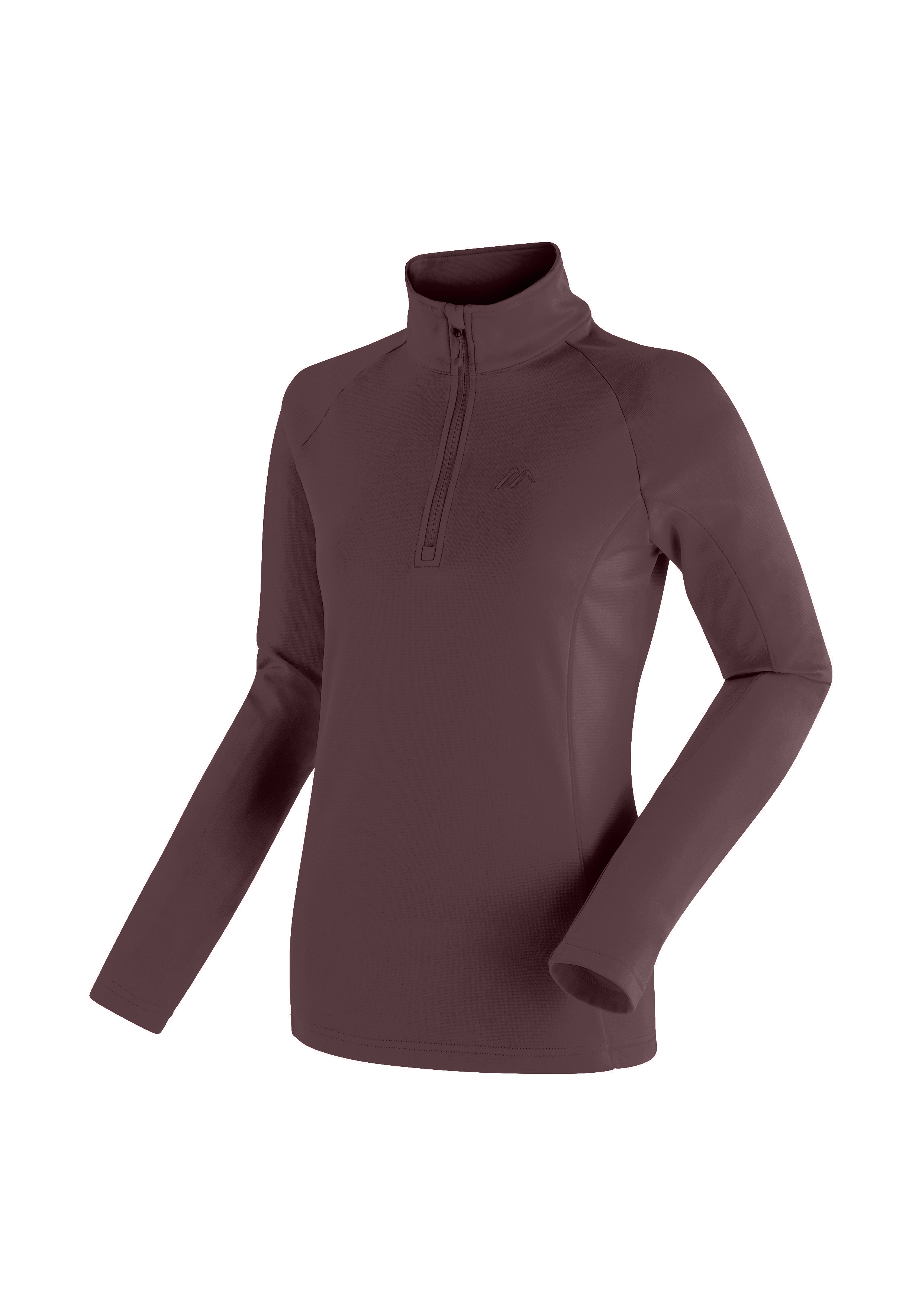 Eva Langarmshirt, Zip-Halbverschluss, Fleecematerial, Mauve, Glatter Schnitt
