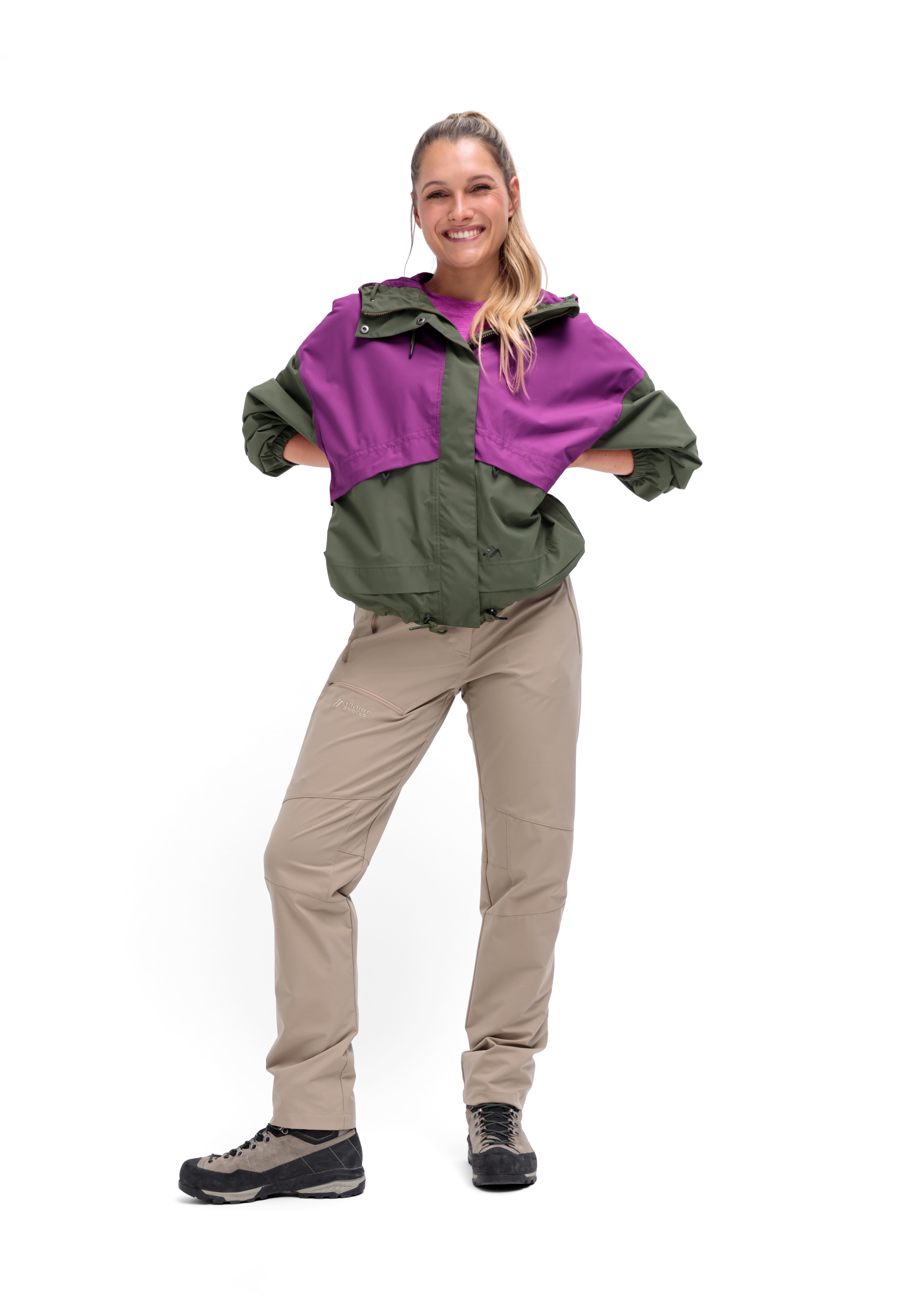 Windbreaker, Farbblock, Lila, Grün, Hose