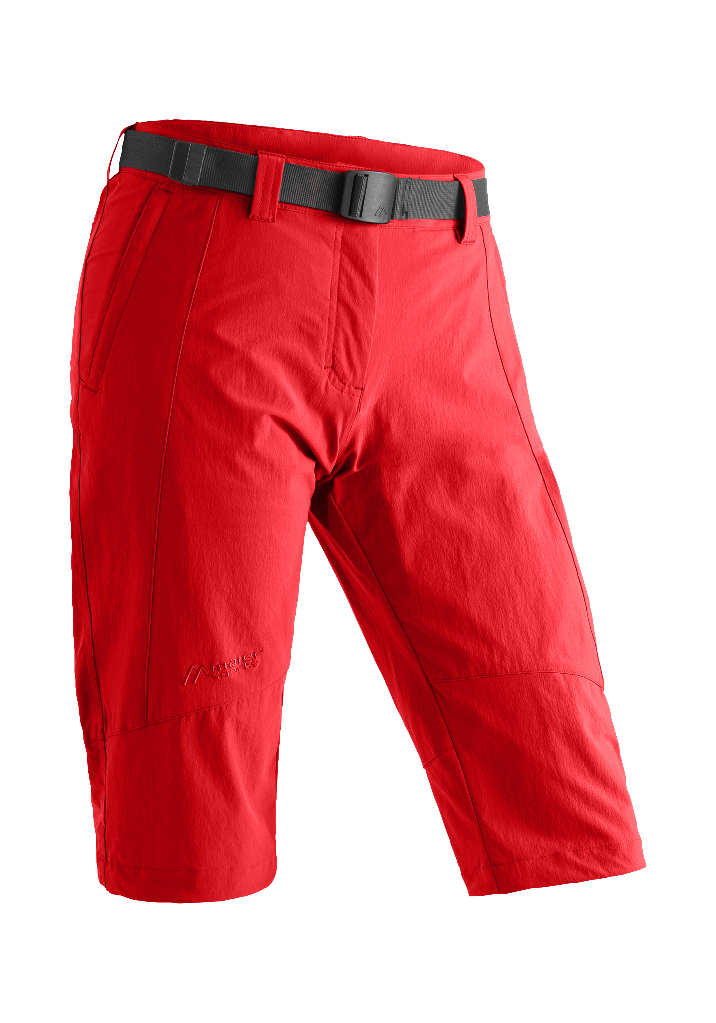 shorts, red, athletic, belt, knee-length