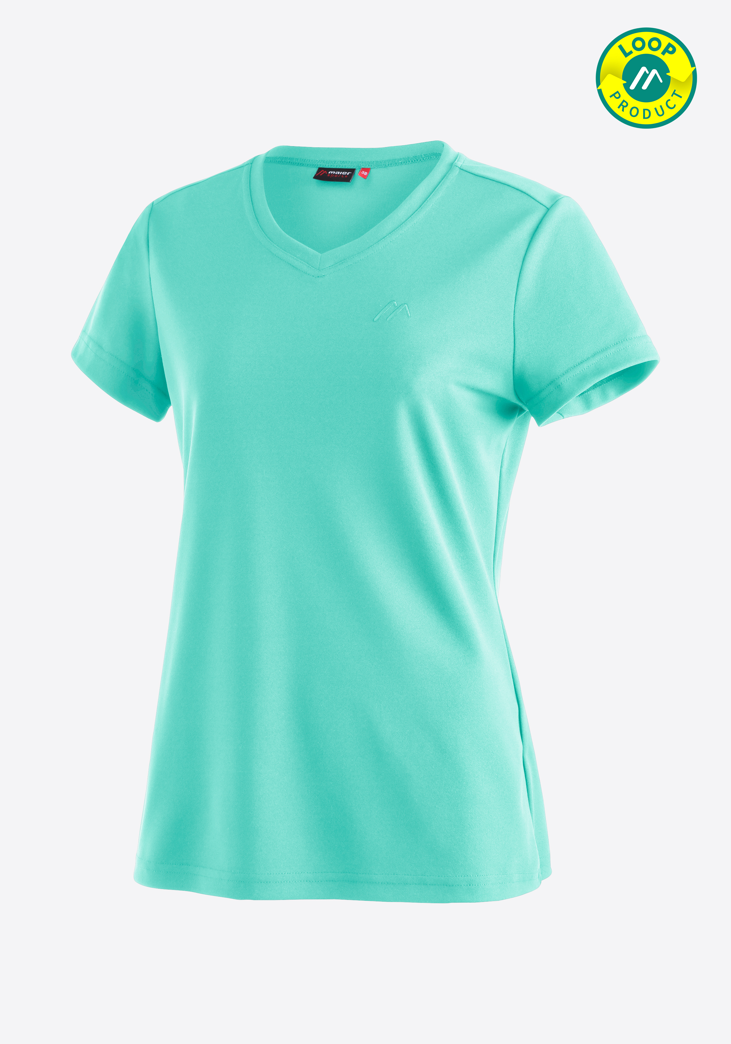Trudy Bekleidung, T-shirt, Hemd, T-Shirt, V-Ausschnitt, Kurzarm, Mintgrün, Logo