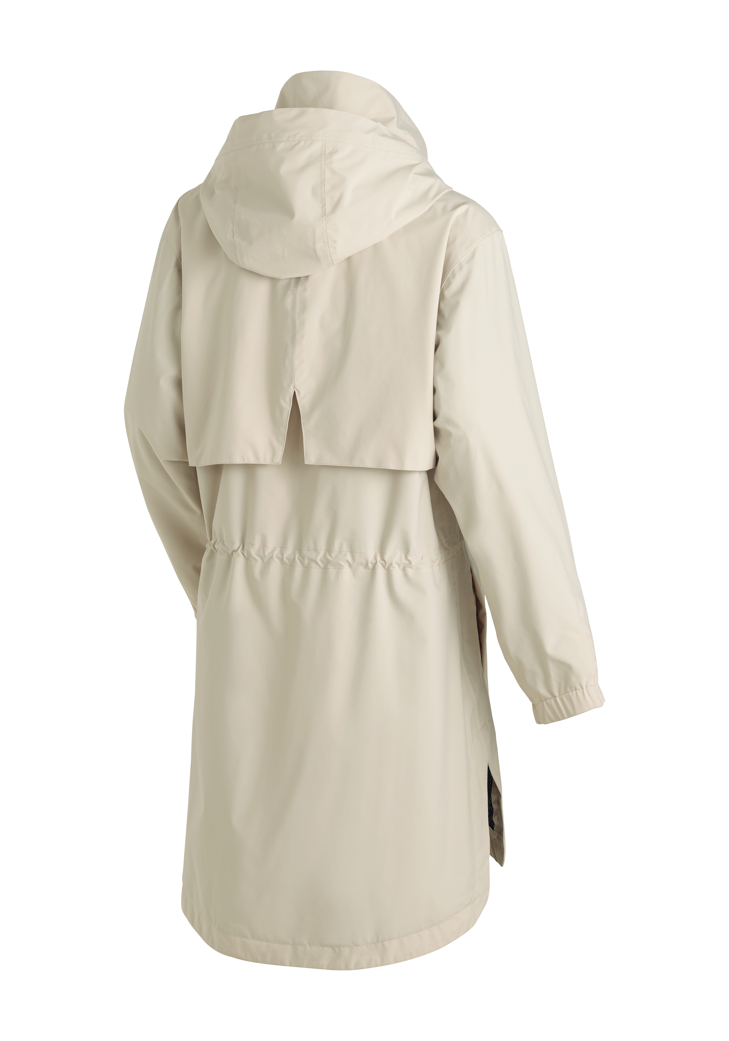 Regenjacke, Hoodie, Durchgehende Kapuze, Kordelzug, Beigen/Creme