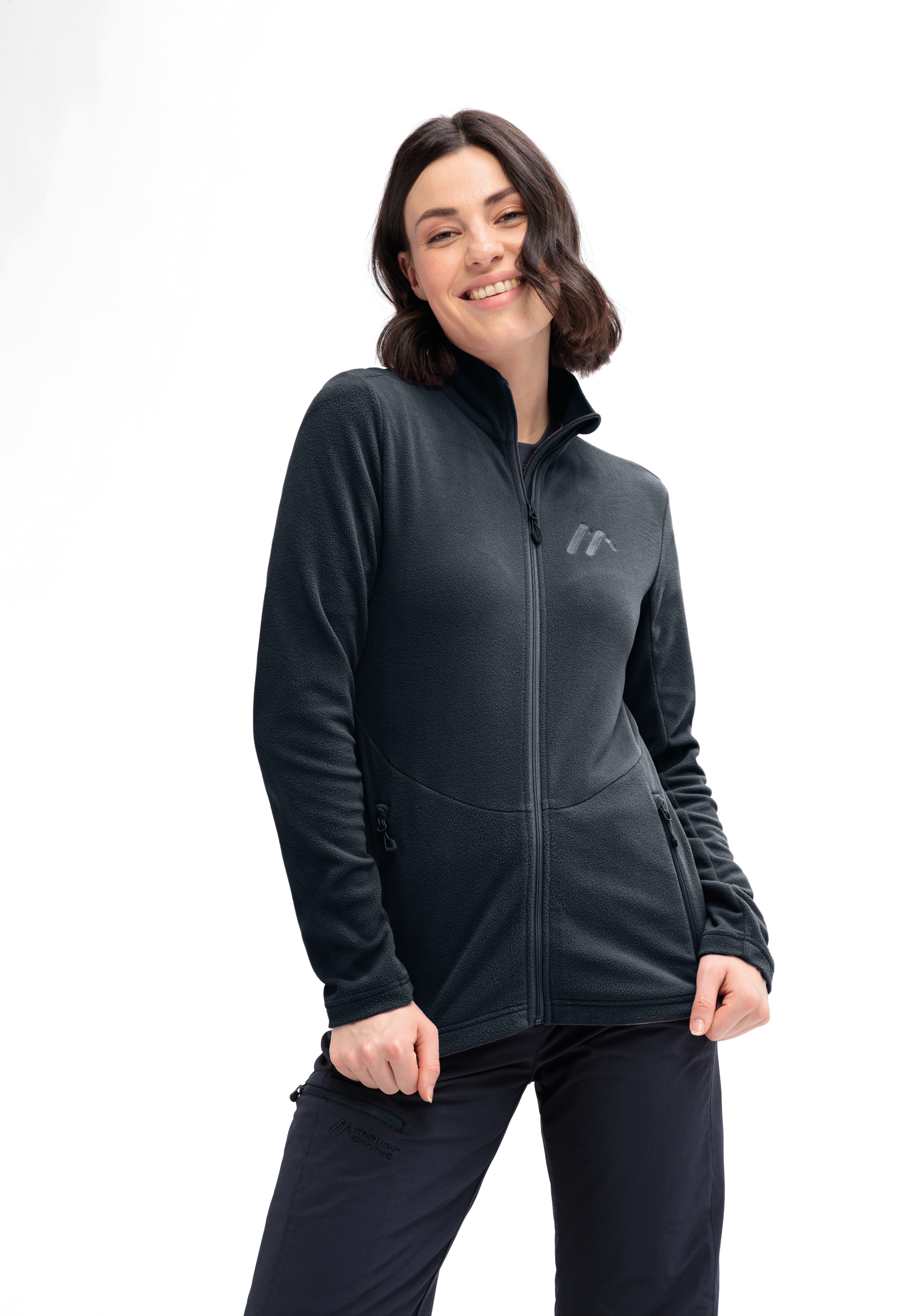 Fleece Jacke, Zipperjacke, Langarm, Damen, Kapuzenhöhe?