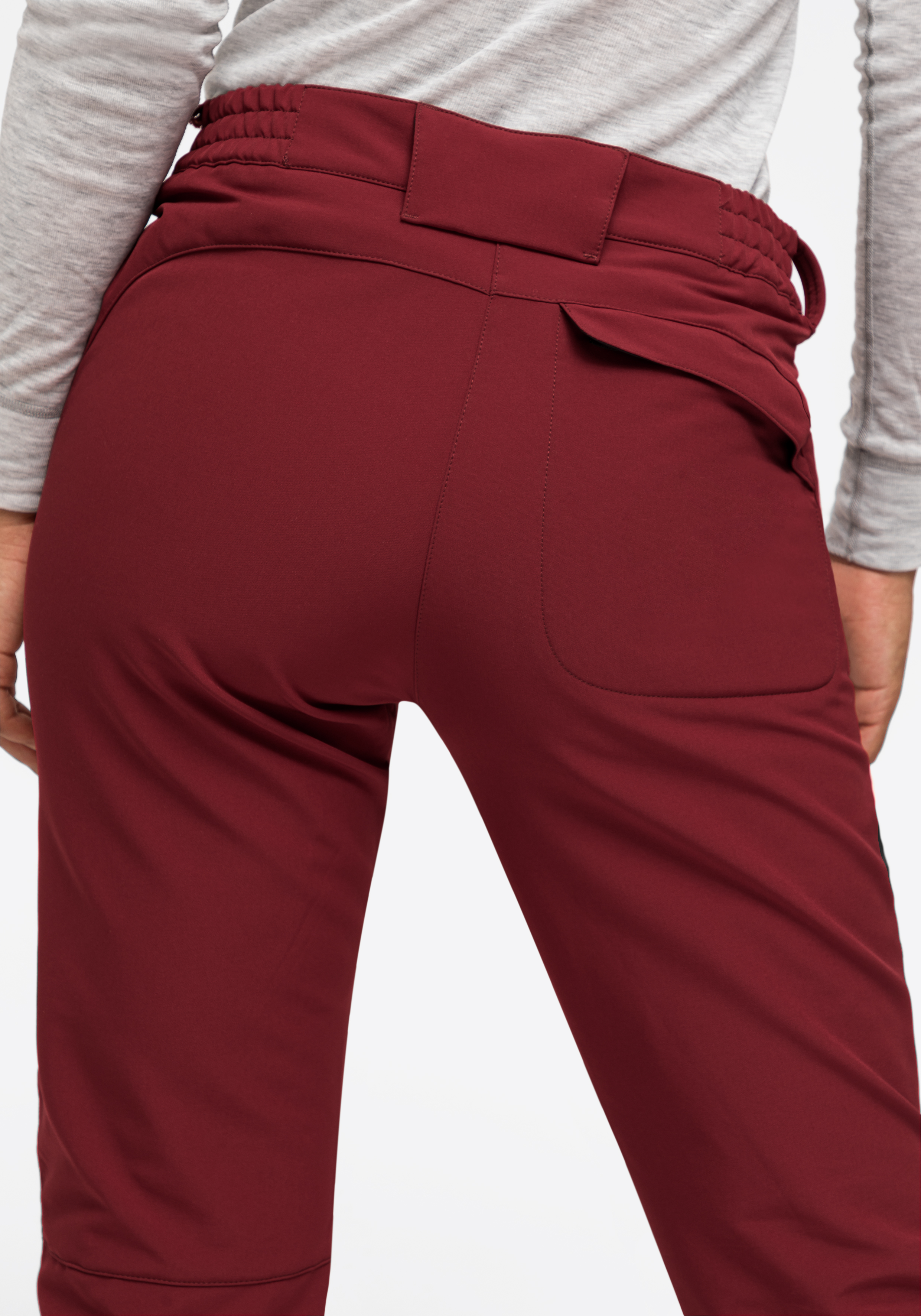 hose, rot, einteilungsgürtel, taillenbund, seitentasche