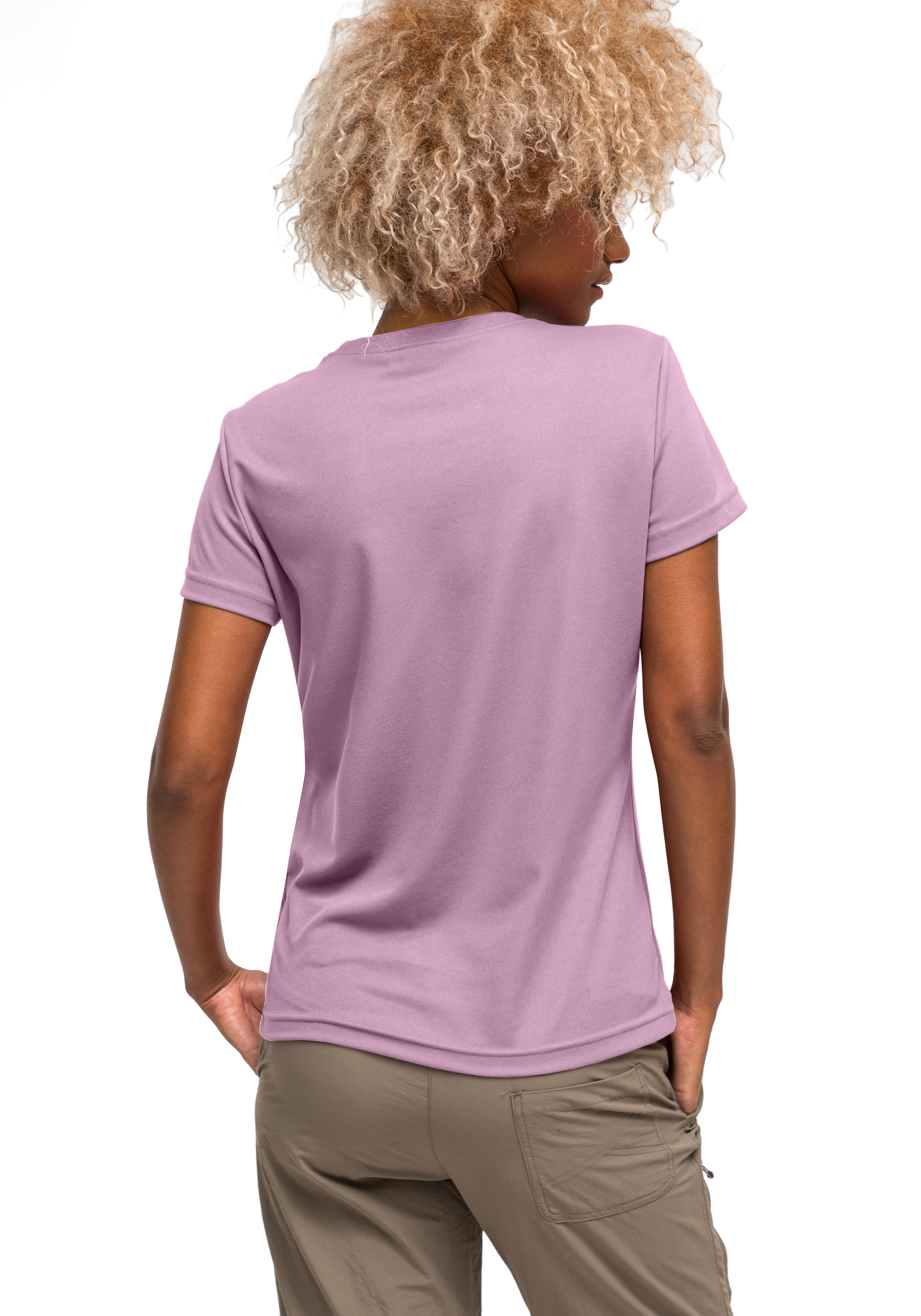 T-Shirt, Kurzarm, Lavendel, Rundschnitt, Baumwolle?, t-shirt, kurzarm, lavendel, unifarben, rückseite