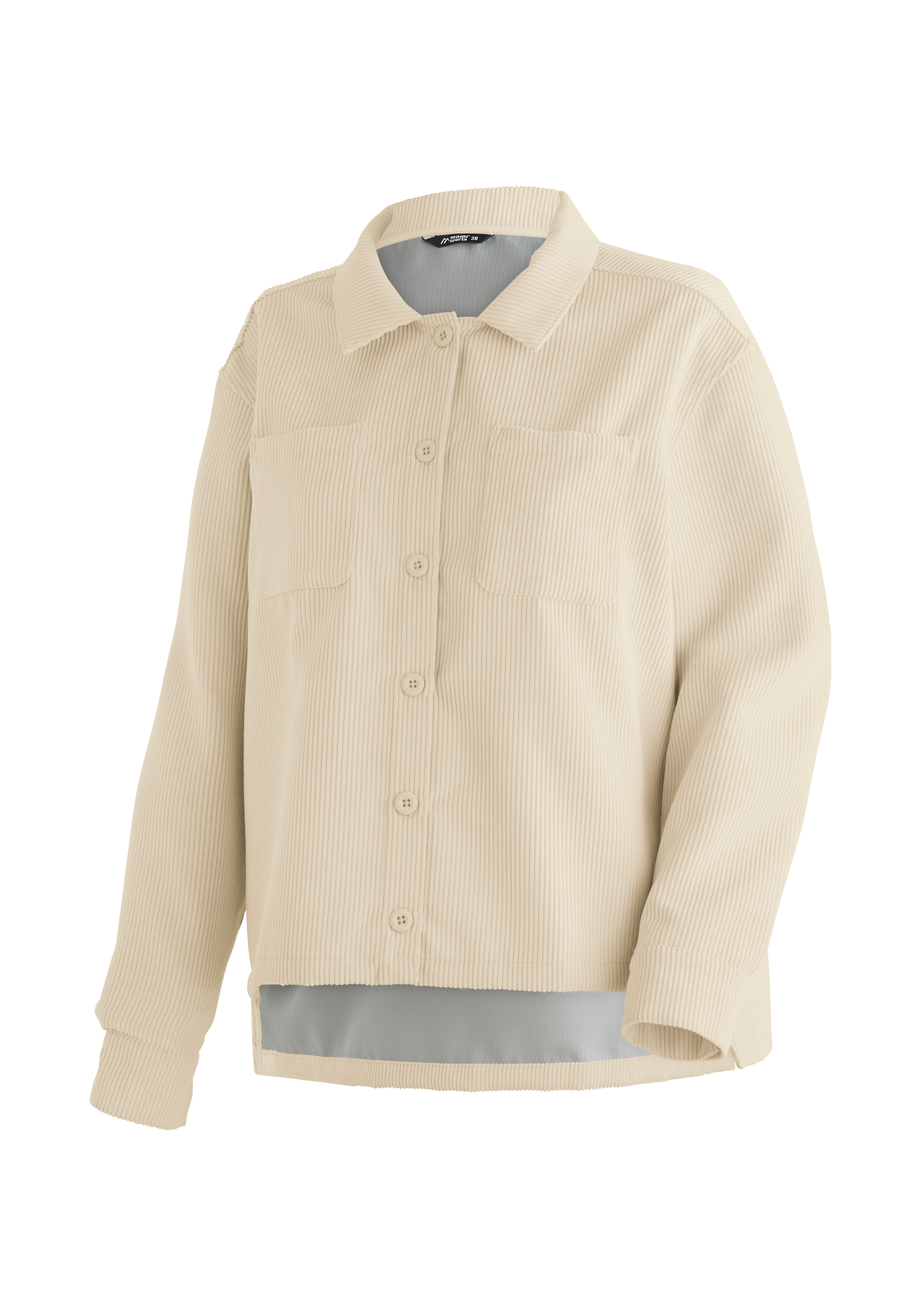 Corduroy, Beige, Button-down, Collar, Pockets