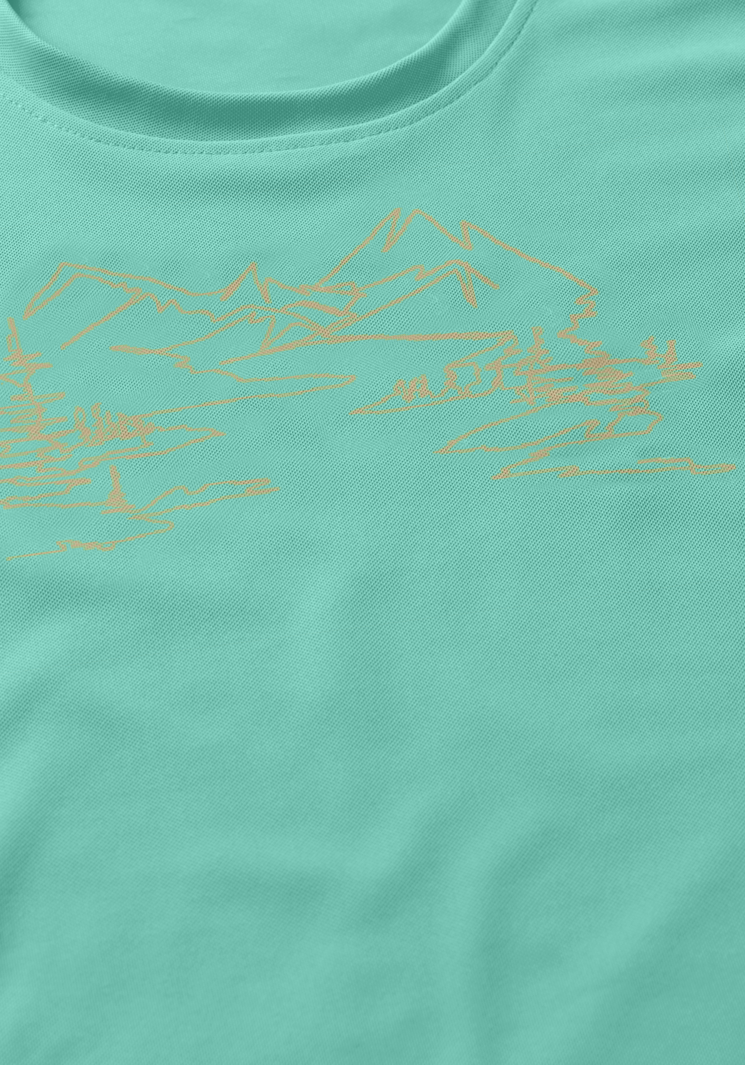 t-shirt, Bergprint, grün, Rundhals, Grafik