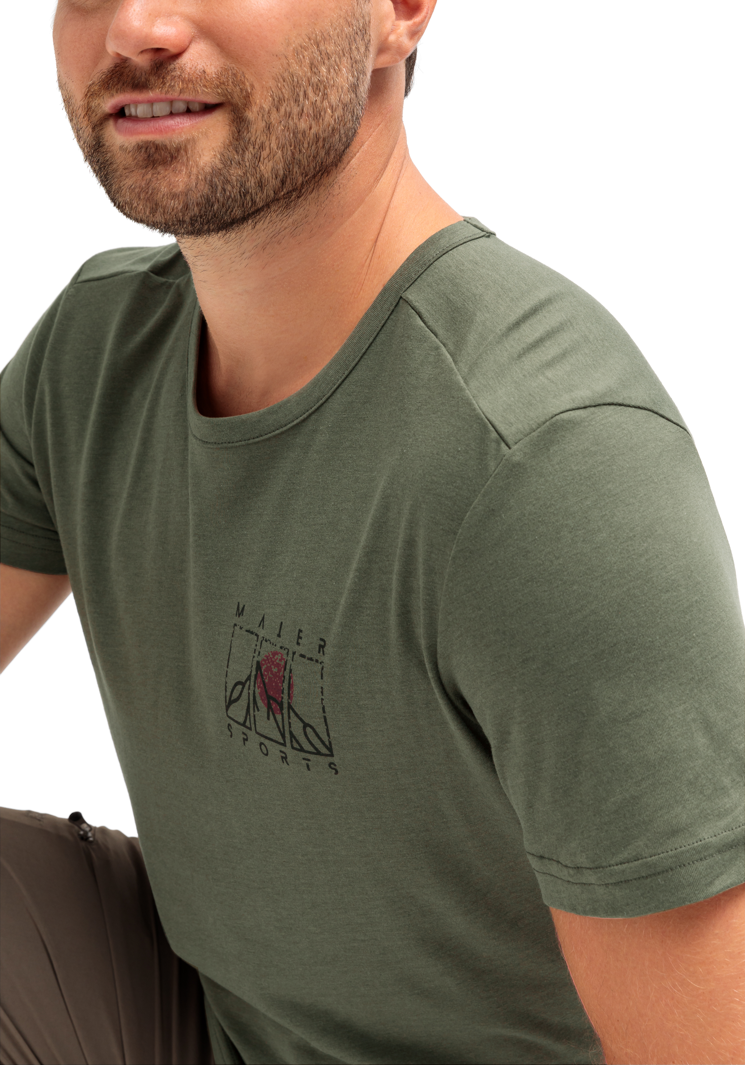 Tee, T-Shirt, Olivgrün, Kurzarm, Logo