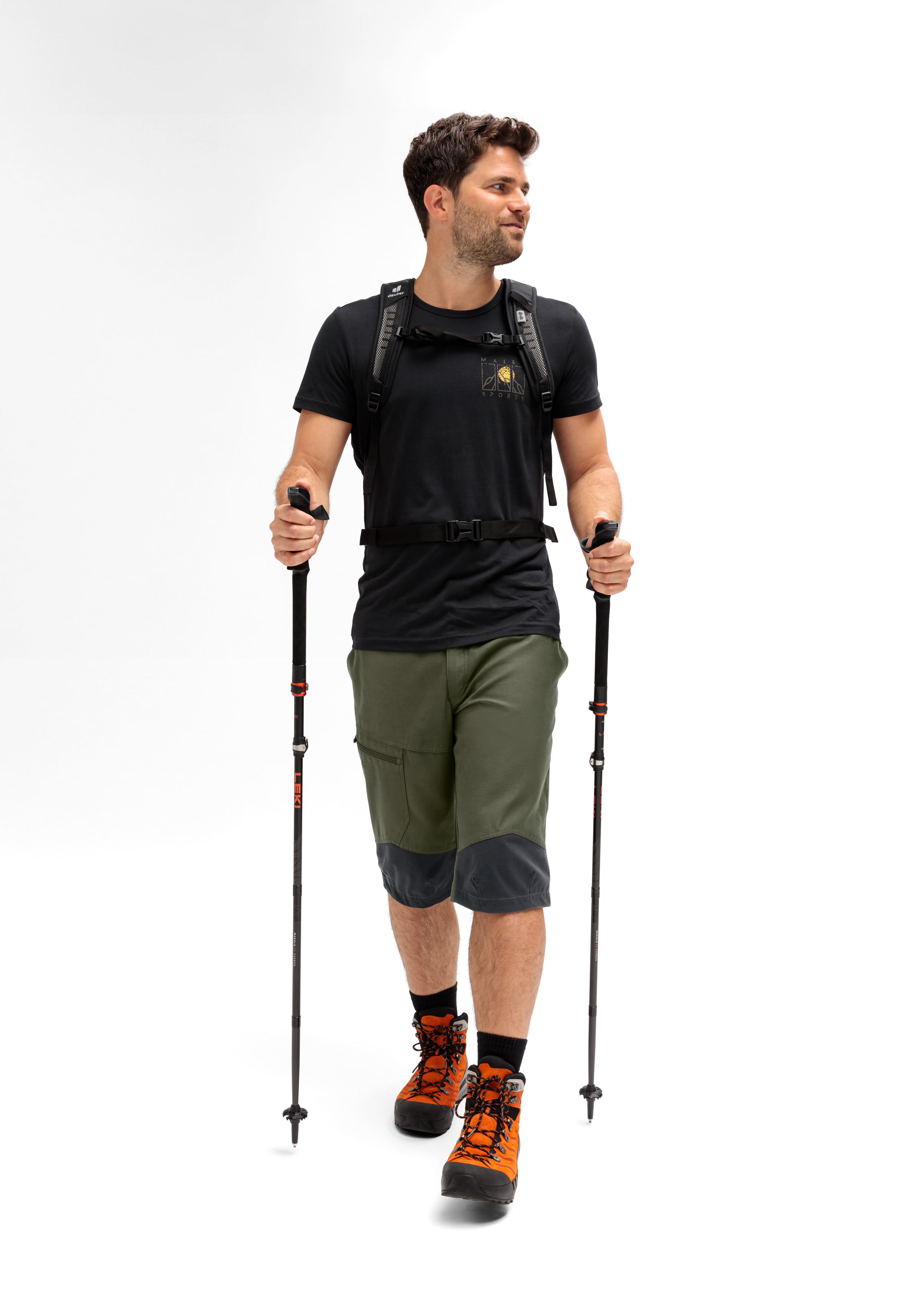 Trekkingstiefel, Hiking-Schuhe, Trekkingausrüstung, Kletterstöcke, Rucksackgurt