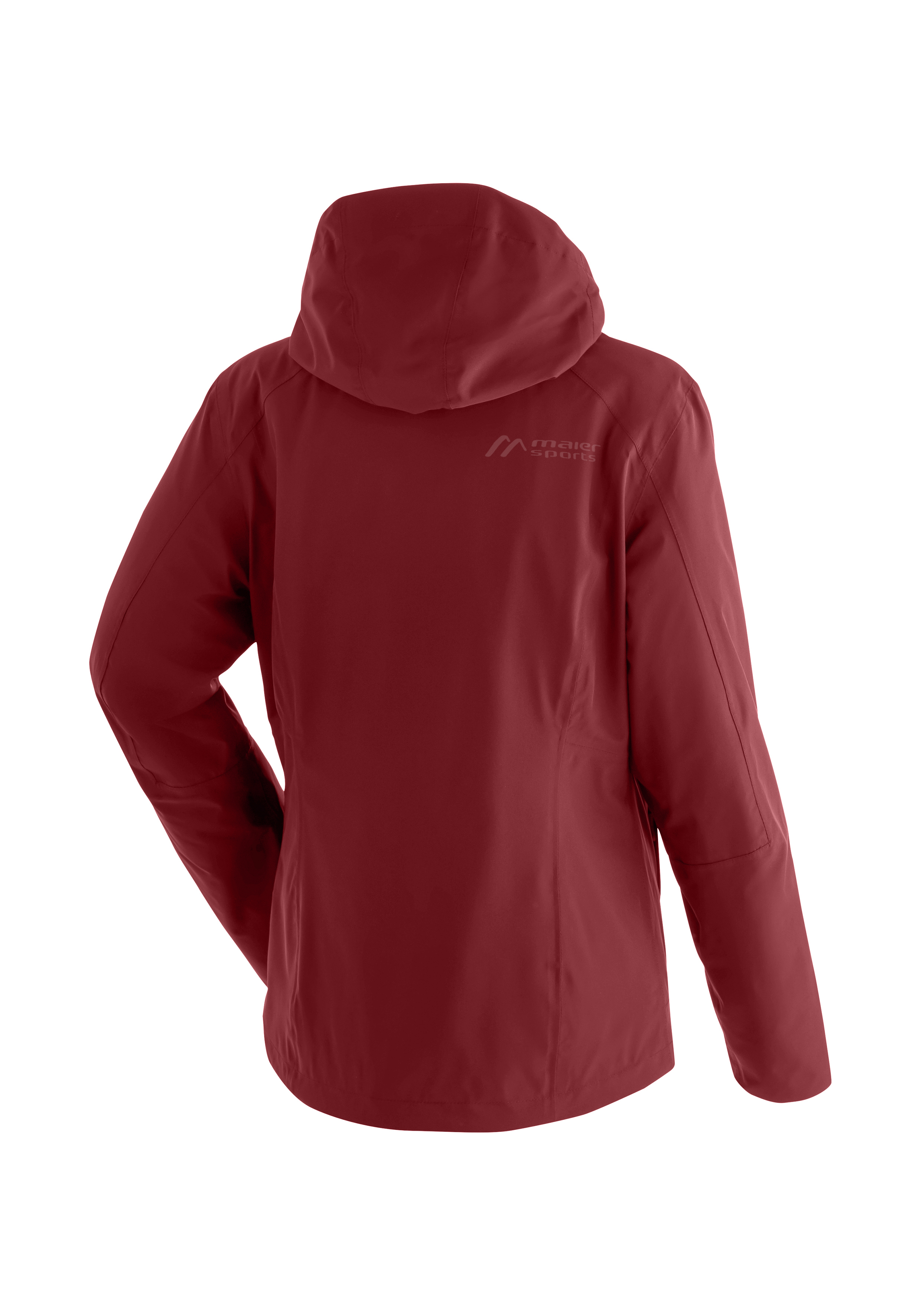 jacke, hardshell, hooded, rot, maier sports