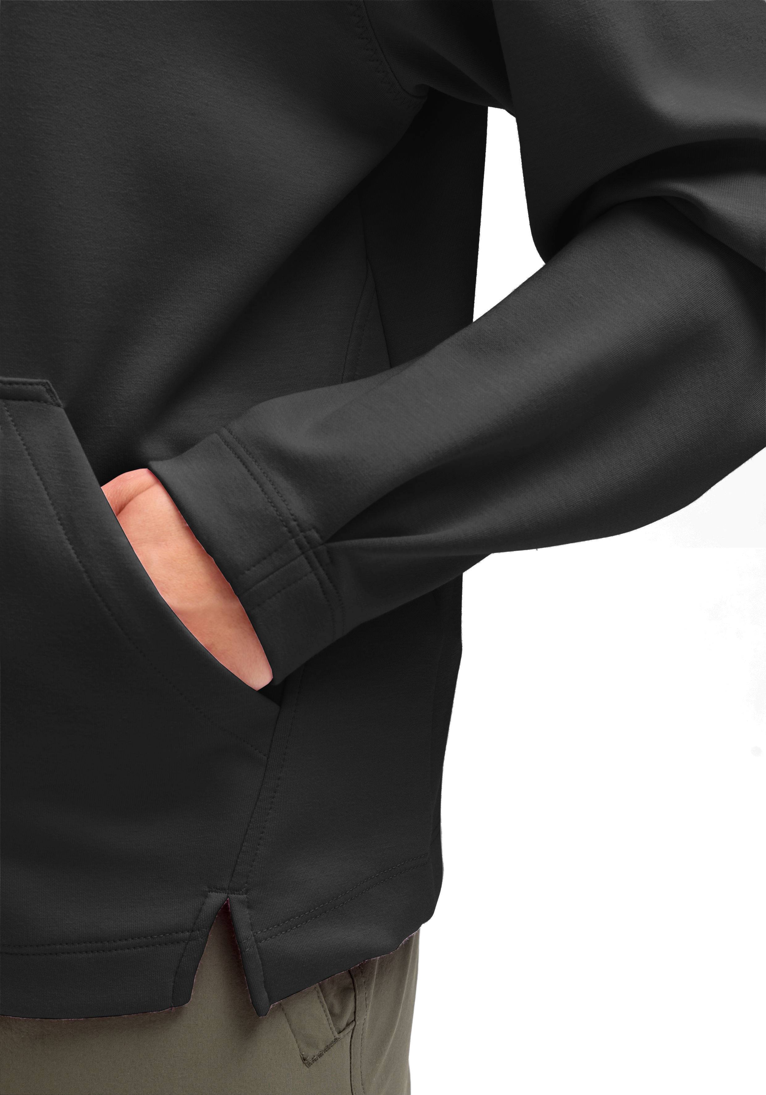 Hoodie, Kapuzenpullover, Langarm, Pockets, Schwarz