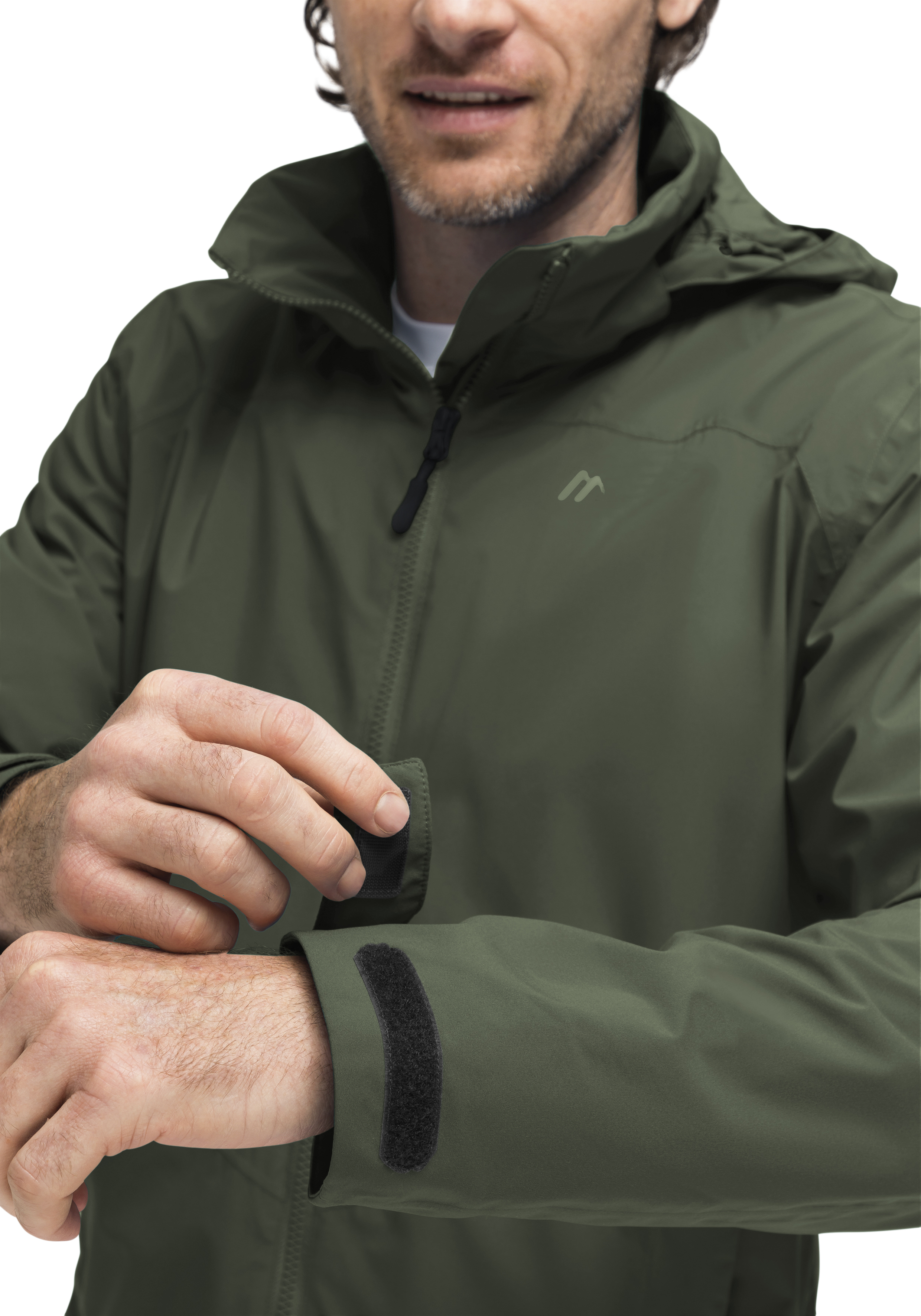 Metor rec M Regenjacke, Hardshell, Olive, Reißverschluss, Klettverschluss, Regenjacke, Herrenjacke, Hoodie, Klettverschluss, Grün