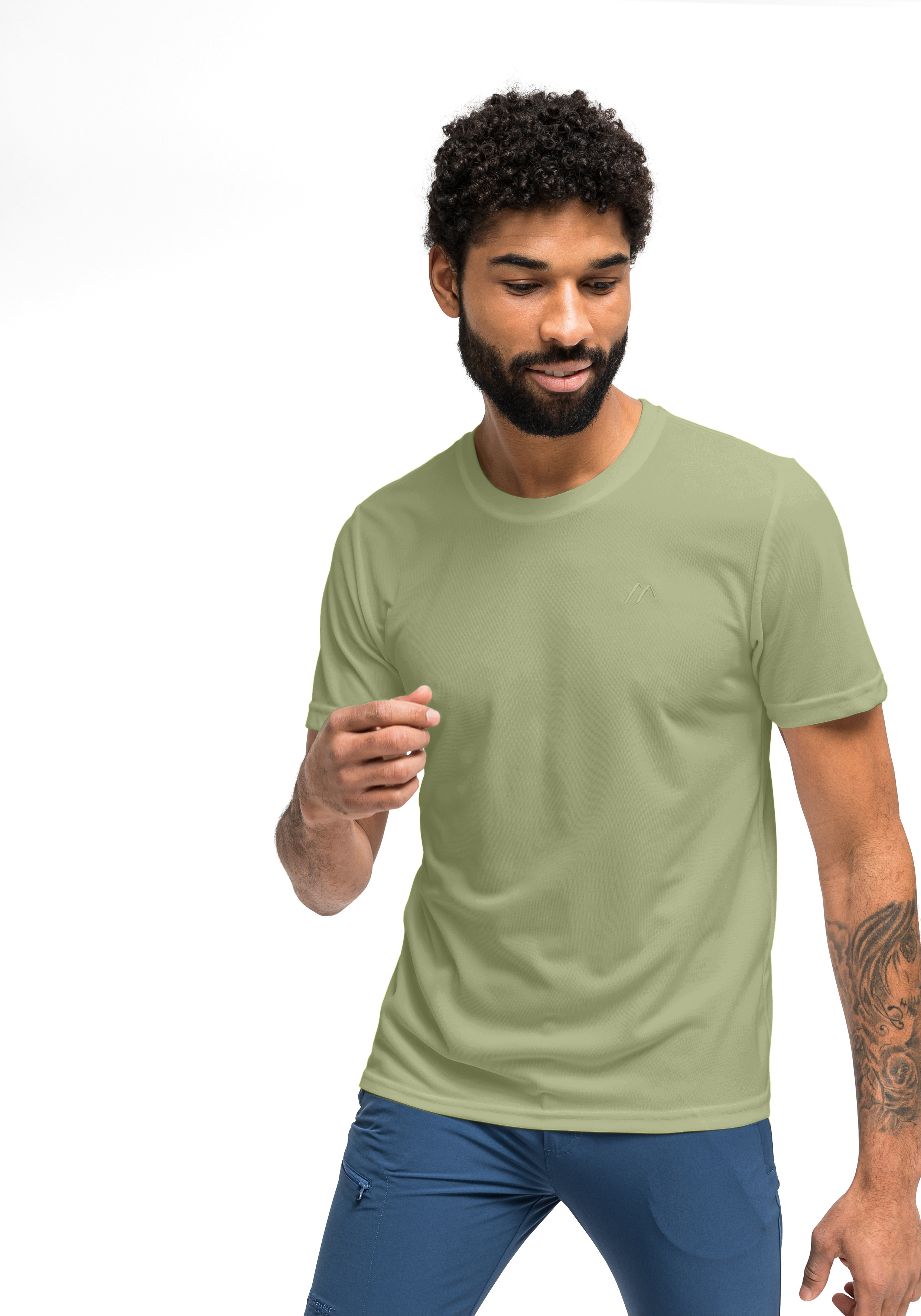 T-Shirt, Rundhals, Kurzarm, Olivgrün, Unifarben, t-shirt, Rundhals, Kurzarm, Oliv, Unifarben