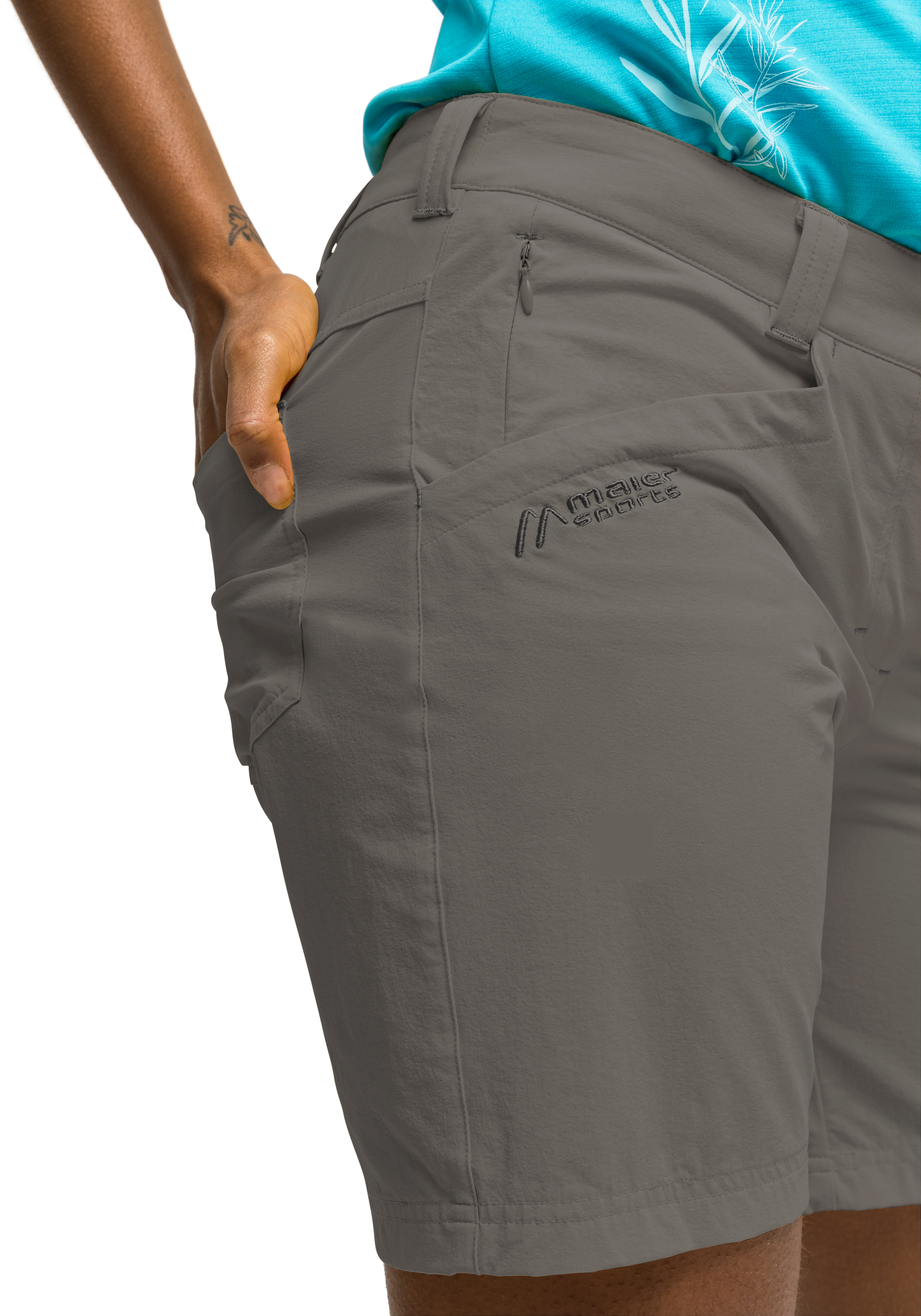 Kurze Hose, Herrenshorts, Trekking/Outdoor, Reißverschluss-Tasche, Beige/Khaki
