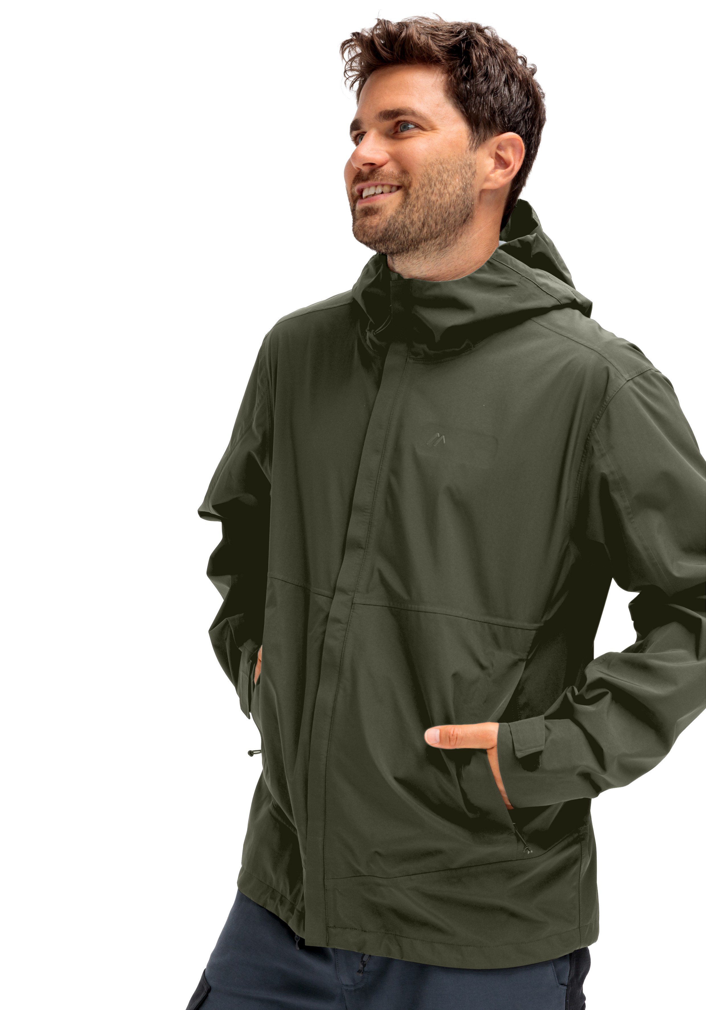 Regenjacke, Herrenjacke, Hardshell, Nähte, Kapuze, Regenjacke, Herrenjacke, Hardshell, Kapuzenjacke, Olive-Green