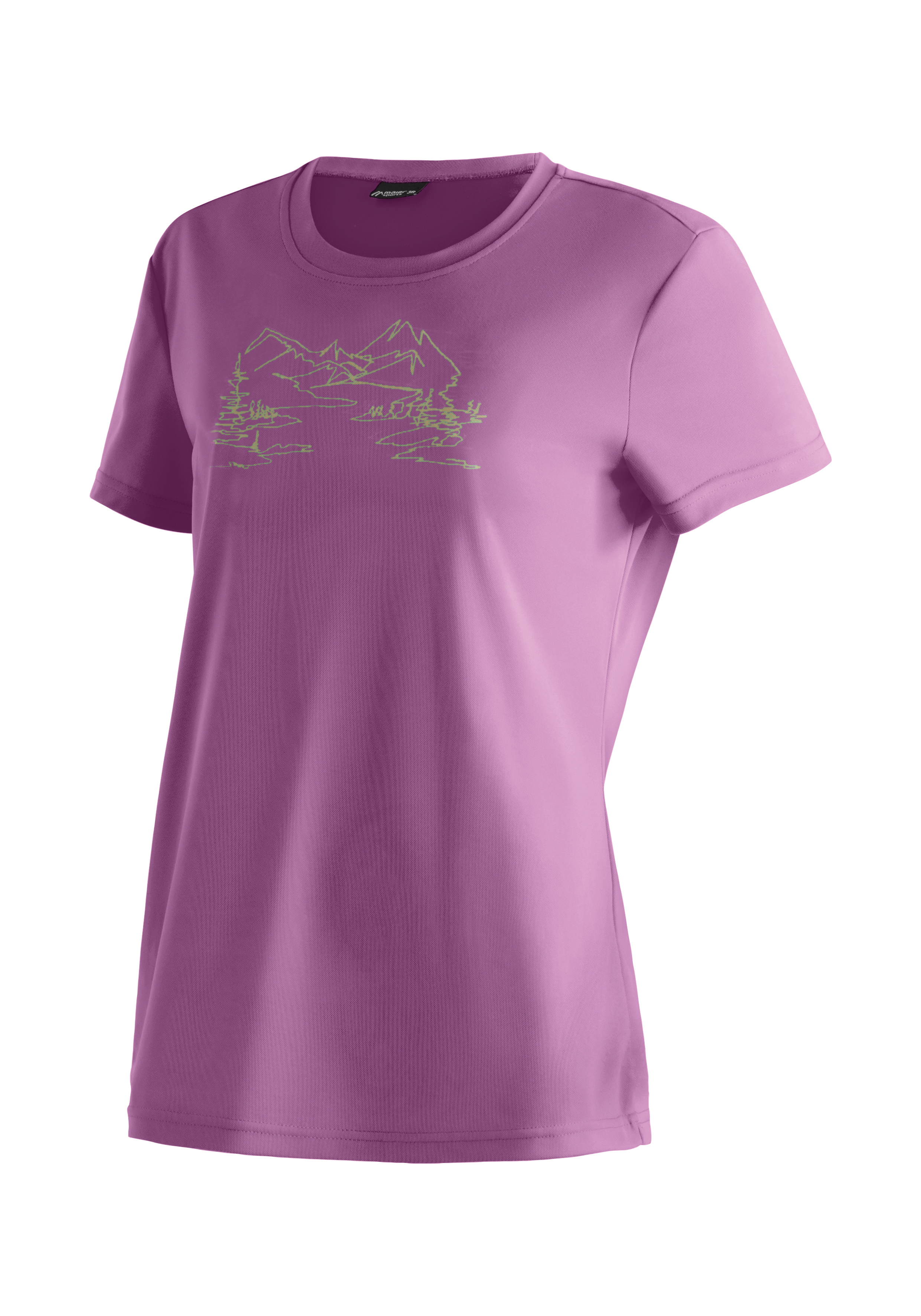 T-Shirt, Kurzarm, Rundhals, Landschafts-Design, Lilac