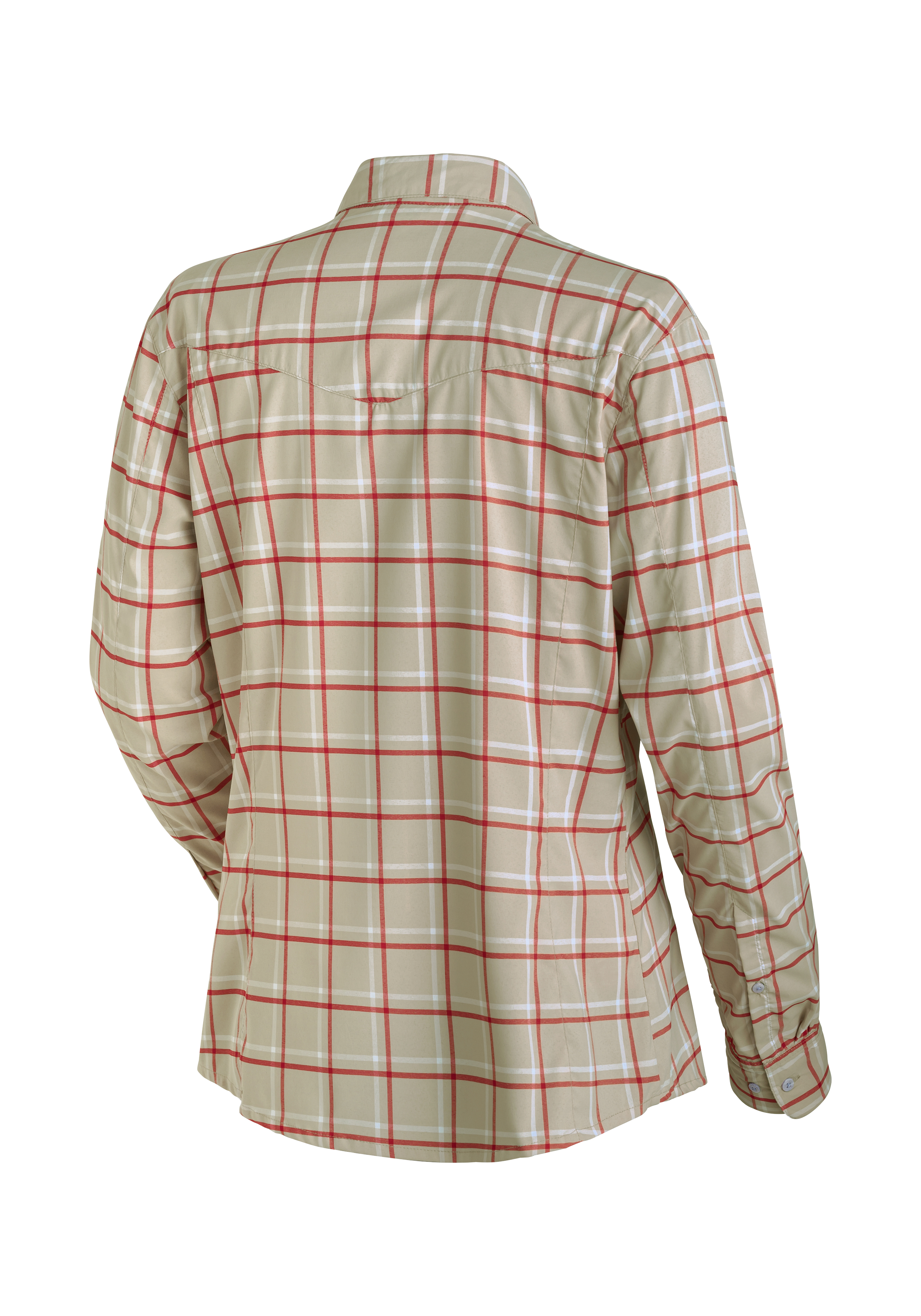 Beiges Hemd, Karomuster, Langarm, Knopfverschluss, Kragen