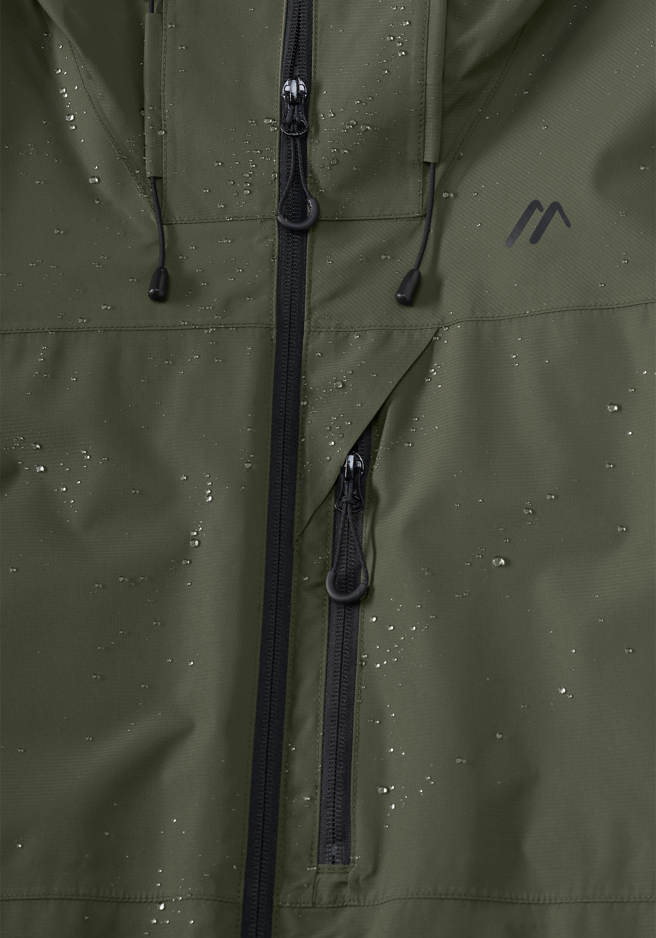 Walberla M Regnjacke, Reißverschluss, Kapuzenjacke, Olivegrün, Wasserdicht