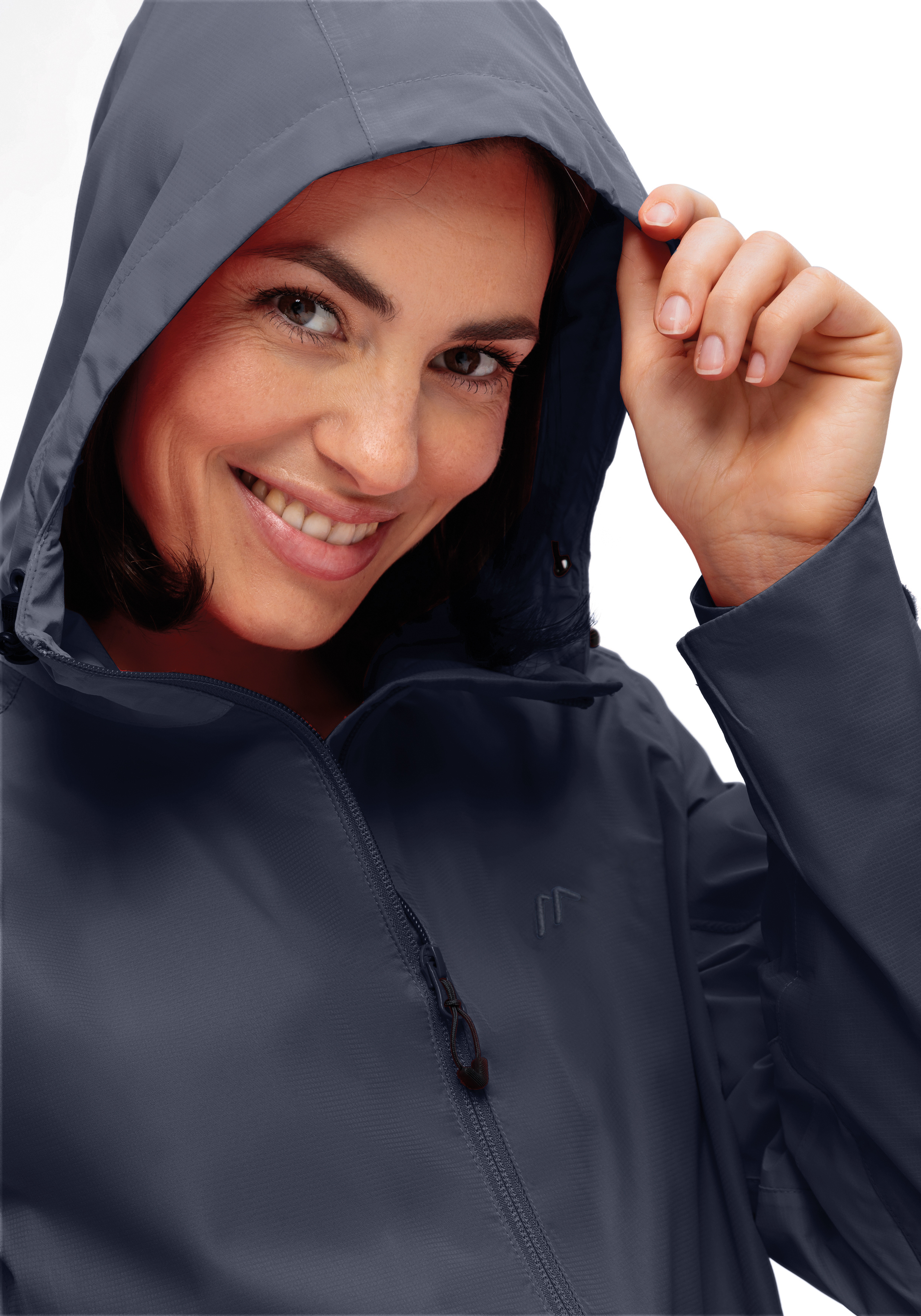 Brocken W Hooded jacket, Rain jacket, Zipper jacket, Navy blue, Windbreaker