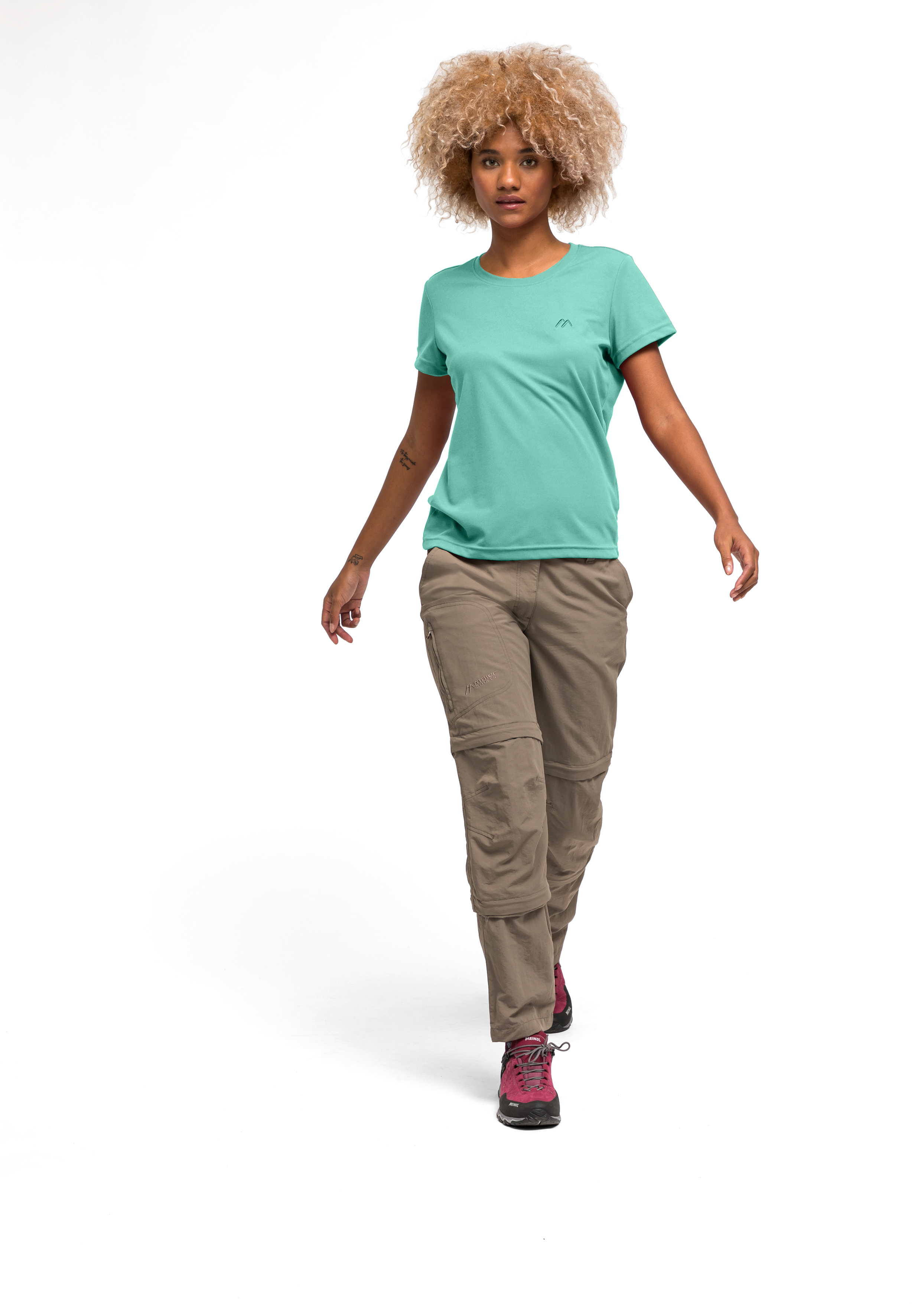 T-Shirt, Casual, Mint, Kurzarm, Tee, T-Shirt, Kurzarm, Mintgrün, Rundhalsausschnitt, Khaki-Hose