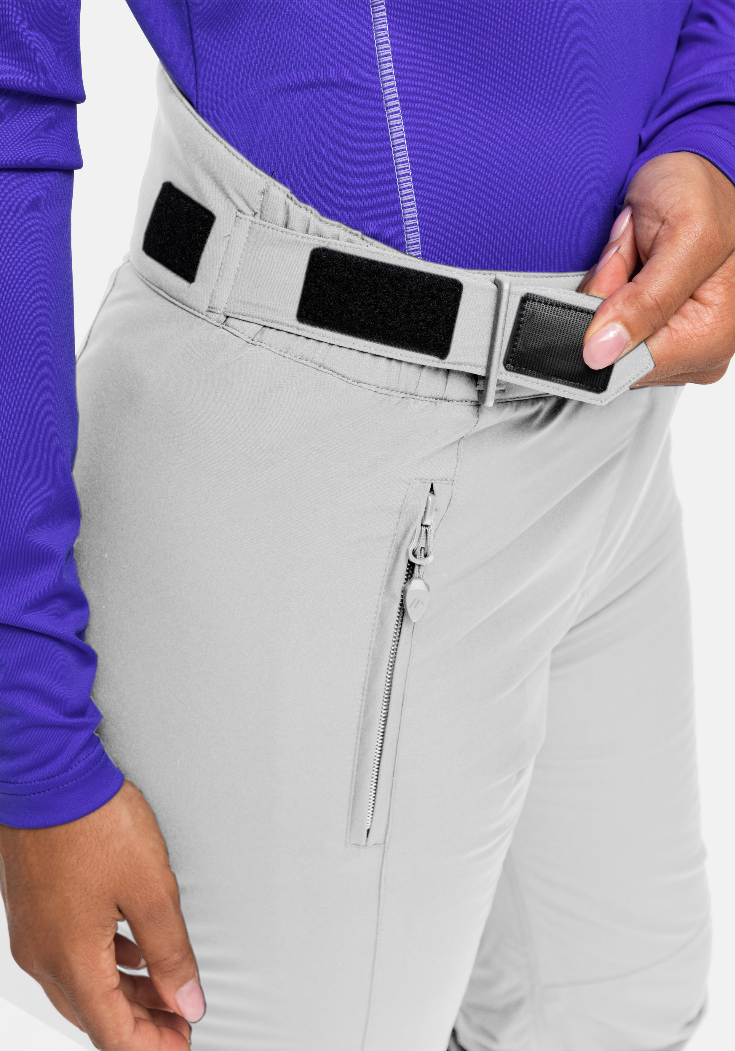 Vroni slim Reithose, Gamaschen, Gürtel, Seitentasche, Front-Reißverschluss