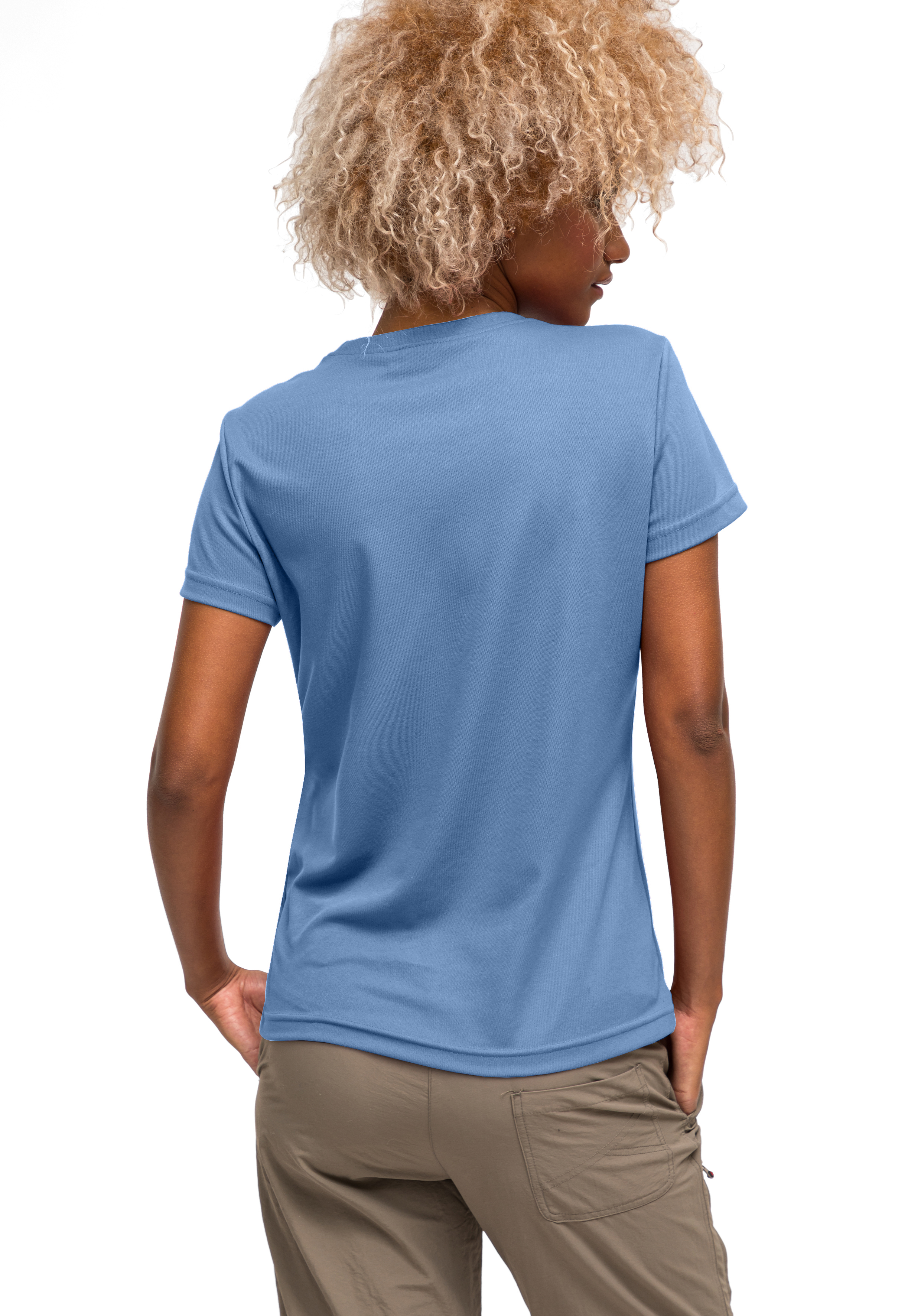 T-Shirt, Kurzarm, Blau, Rückenansicht, Kleidung, Kurzarm-Shirt, Rundhals, Uni-Farbe, Blau, T-Shirt