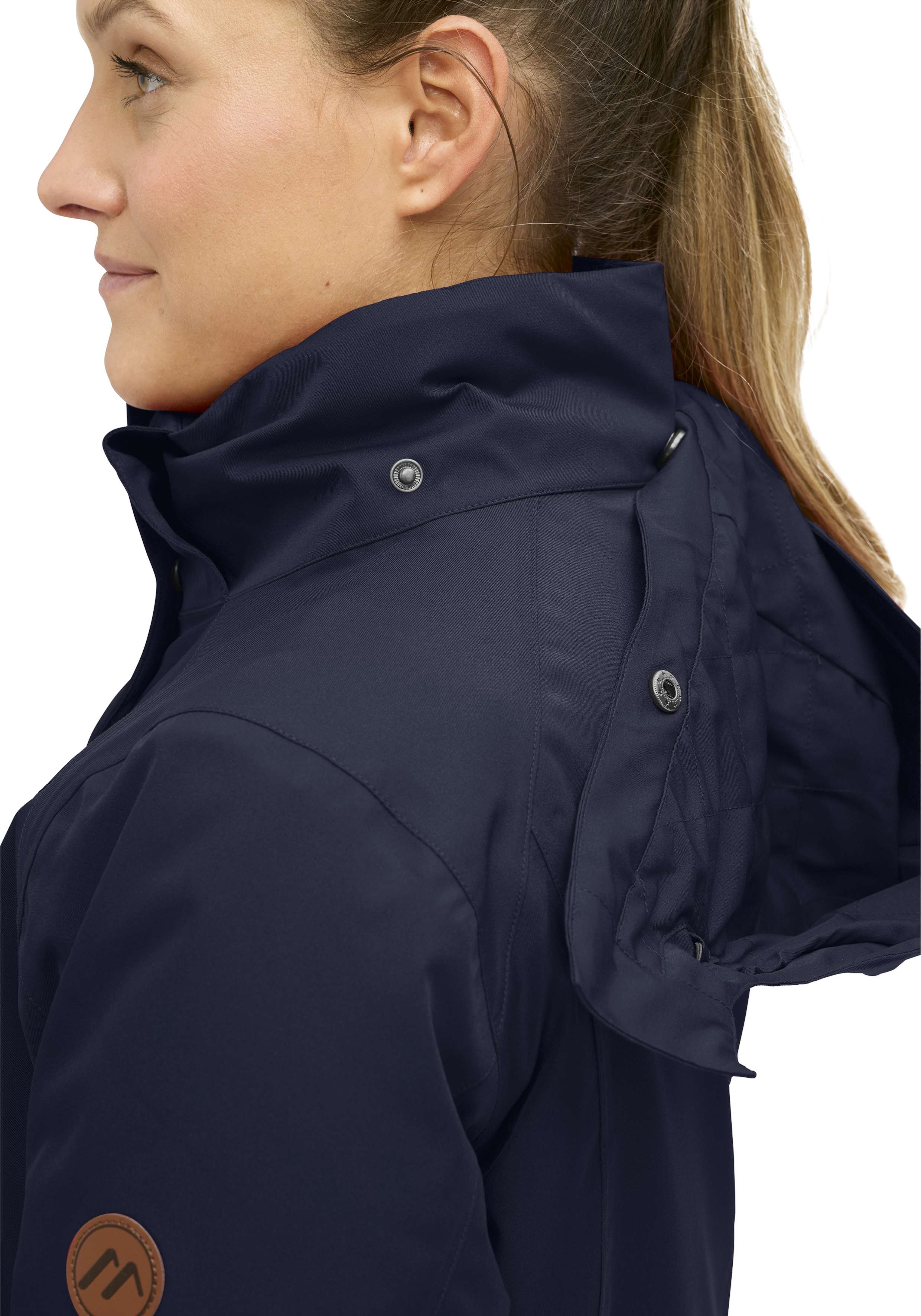 EDESI Regenjacke, Herren/Unisex Jacke, Navyblau, Ausschnitt hohe Kragen, Kapuze mit Knopf