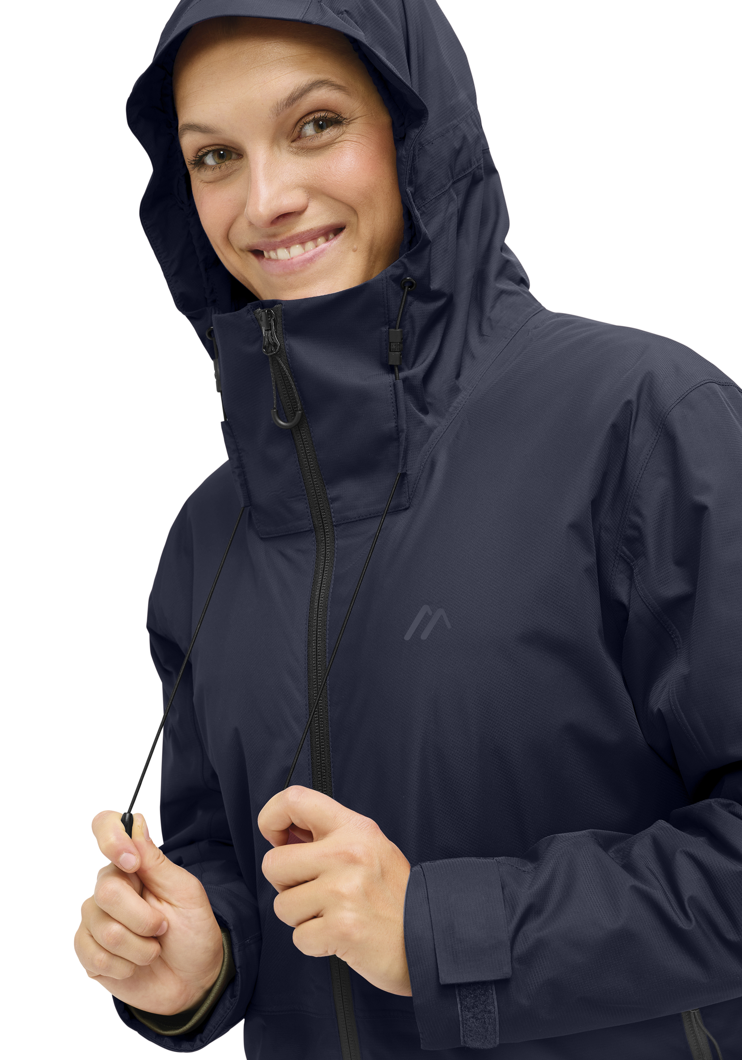 Regenjacke, Hoodie, Navy, Wasserdicht, Zwillingsreißverschluss