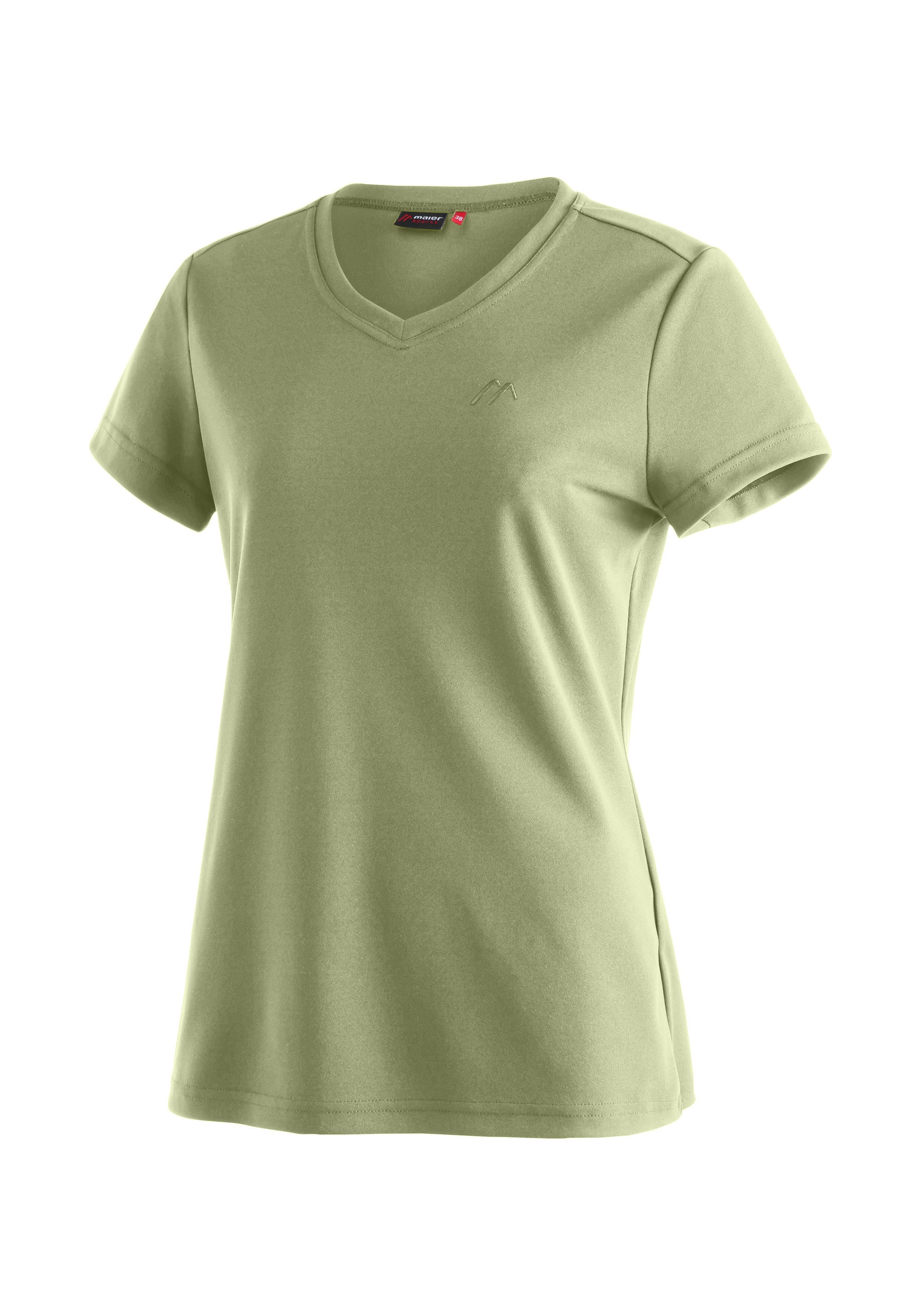 Trudy T-Shirt, V-Ausschnitt, Kurzarm, Olivgrün, Logo-Emblem
