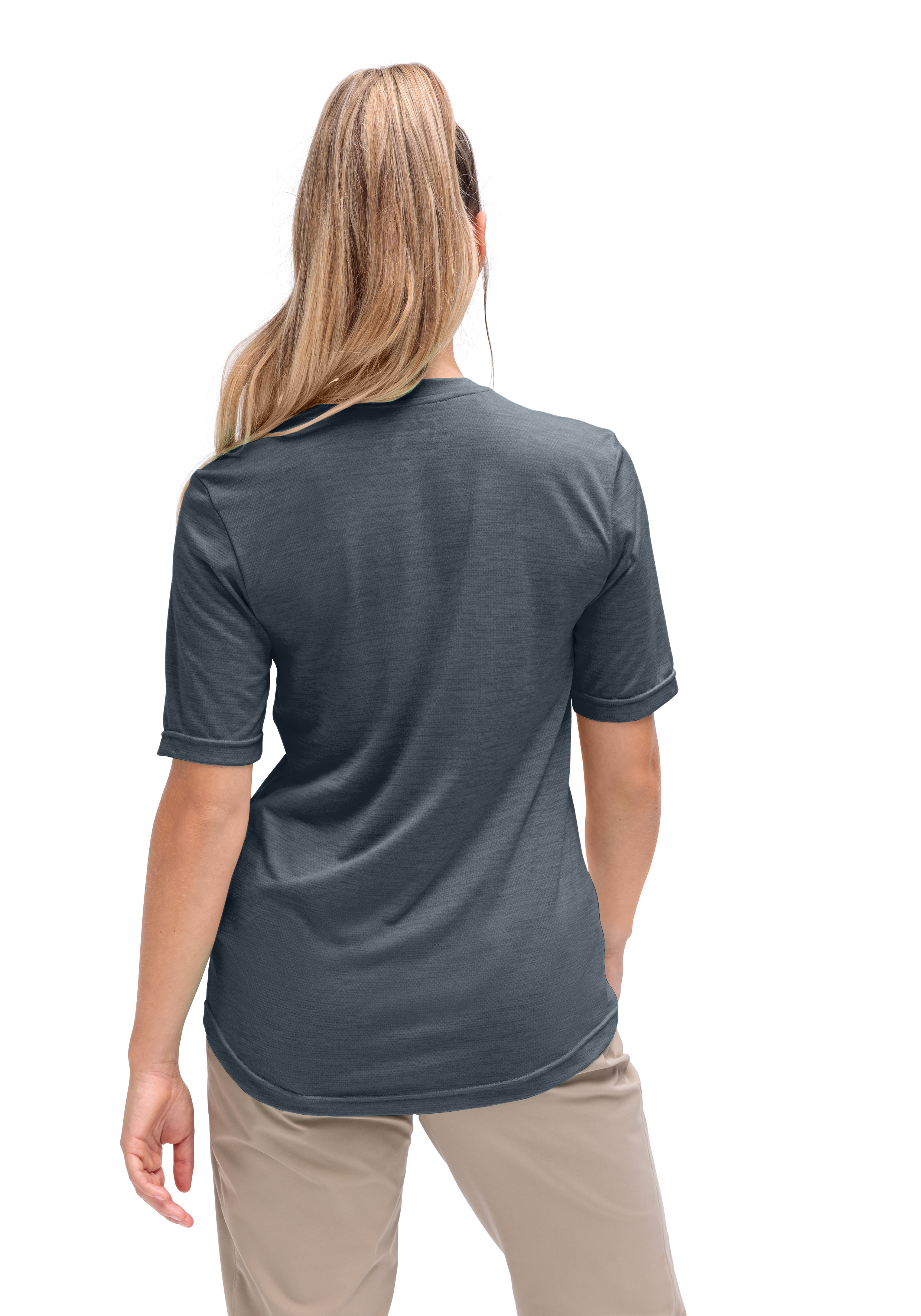 T-Shirt, Kurzesleele, Dunkelgrau, Unifarben, Rückansicht