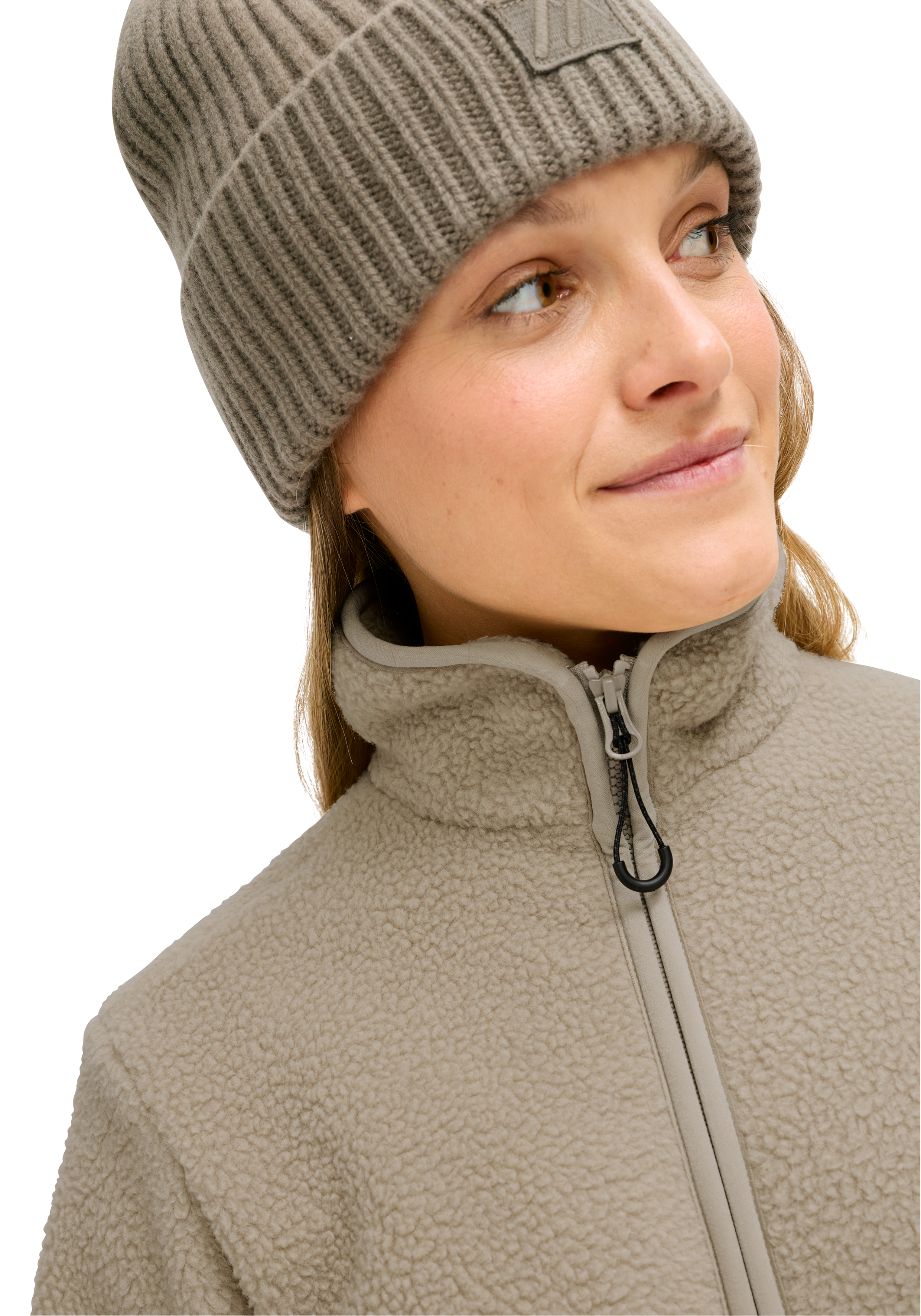 Beani, Kappe, Melange, Beige, Fleecejacke