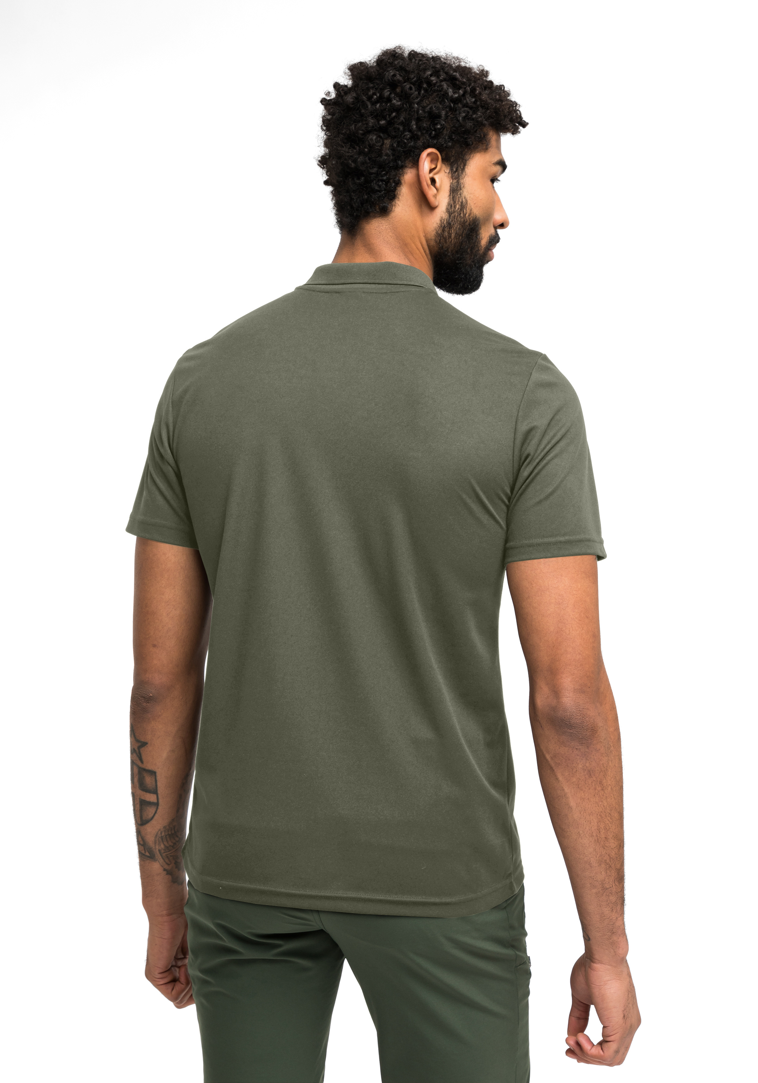 Polohemd, Kurzarm, Kleidung, Olivgrün, Rückansicht, polohemd, kurzarm, olivgrün, baumwolle?, t-shirt?