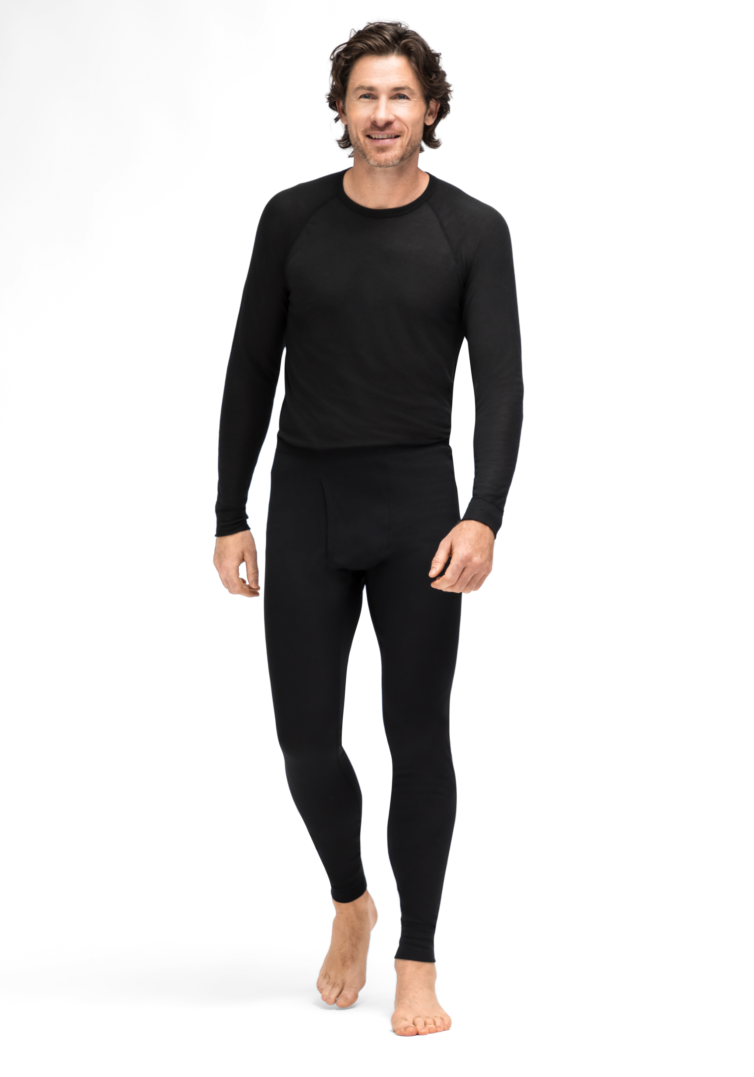 Langarmshirt, Schwarz, Thermal, Tight-Fit, Hose