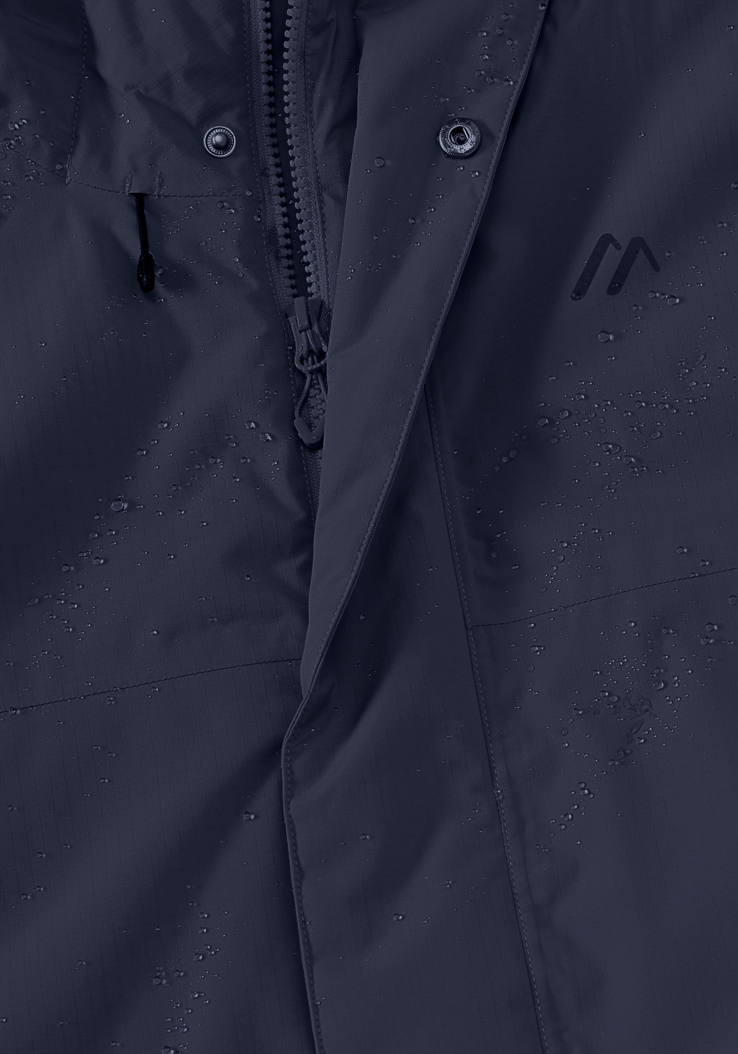 Regenjacke, Zipper, Navy, Wasserdicht, Reißverschluss