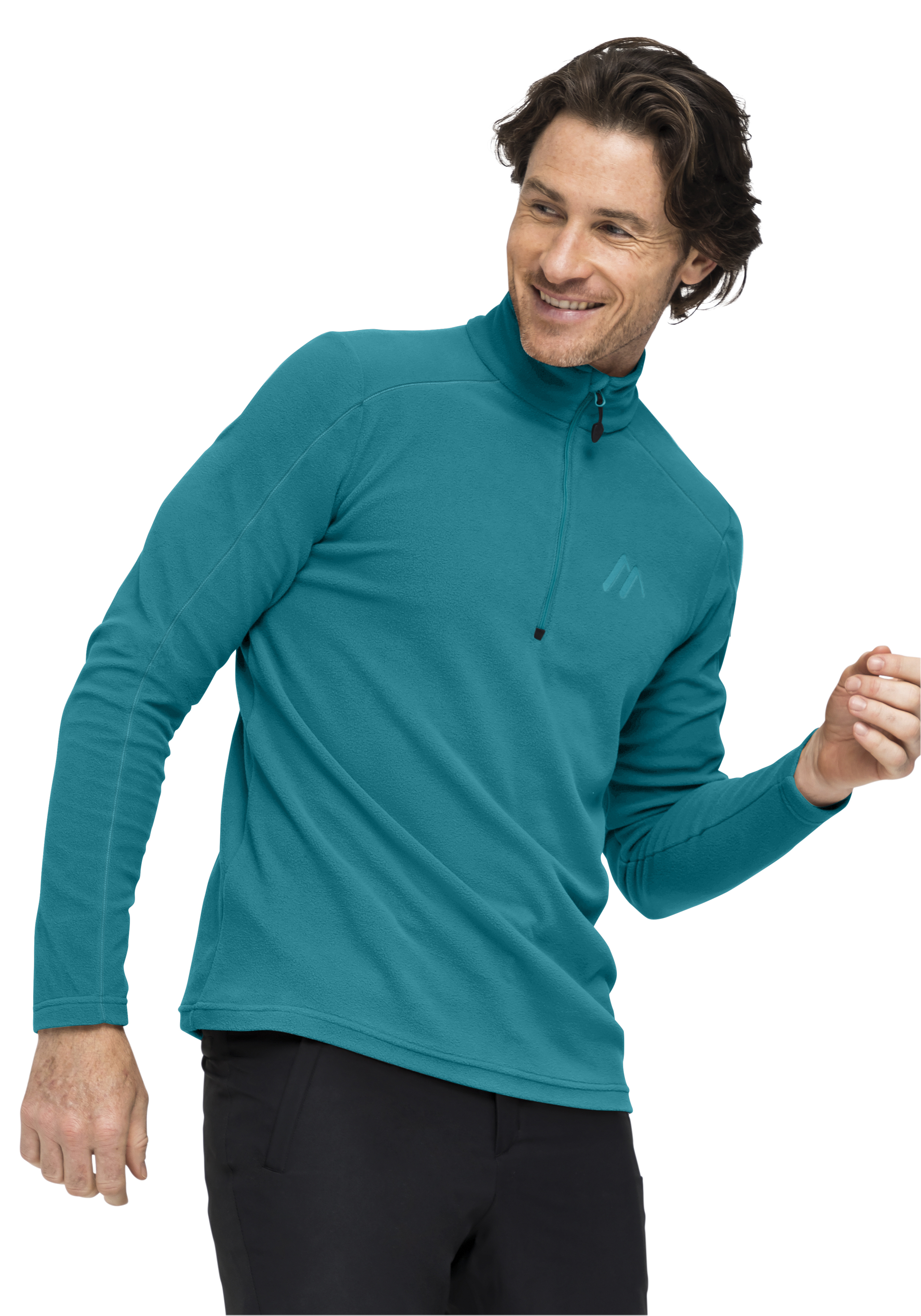 Fleece, Pullover, Longsleeve, Türkis, Halfzip