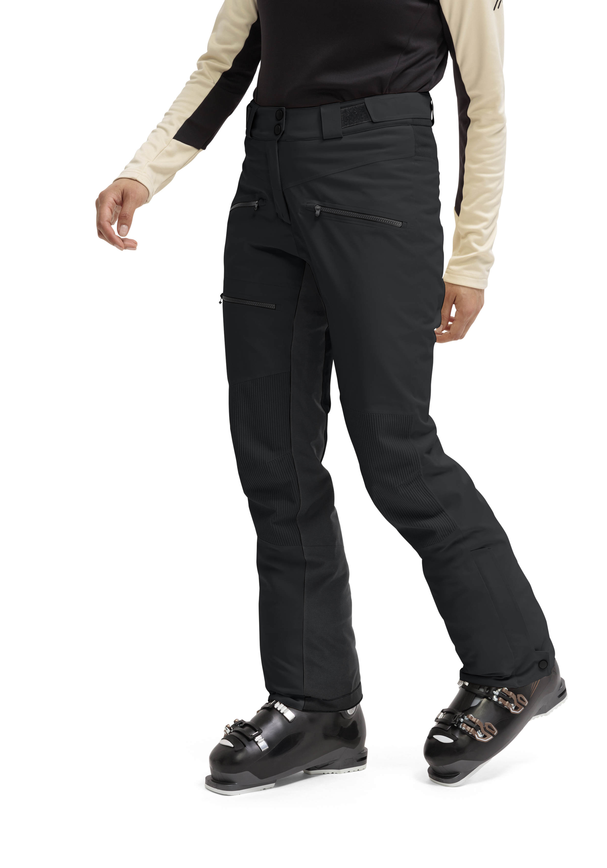 Skihose, Softshell, Reißverschluss, Gamaschenähnlich, Schwarz
